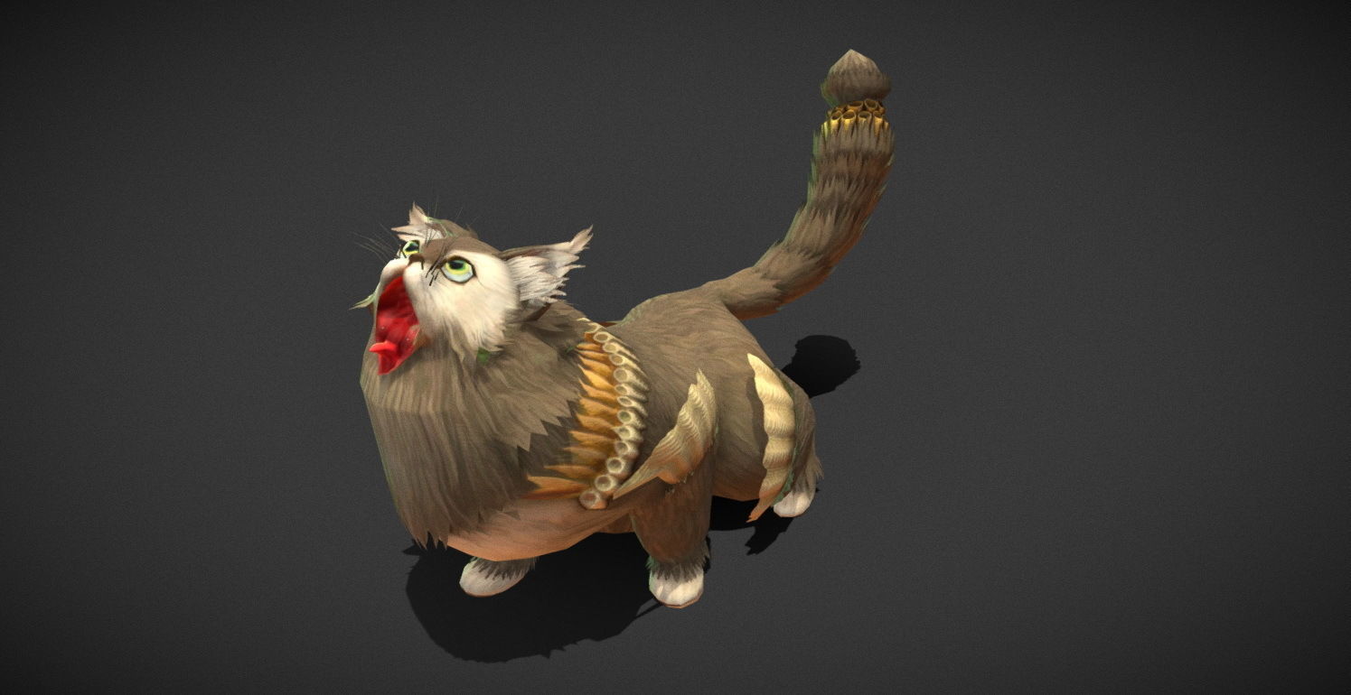 Fantasy Creature - Combat Cat Low-poly 3D model_18