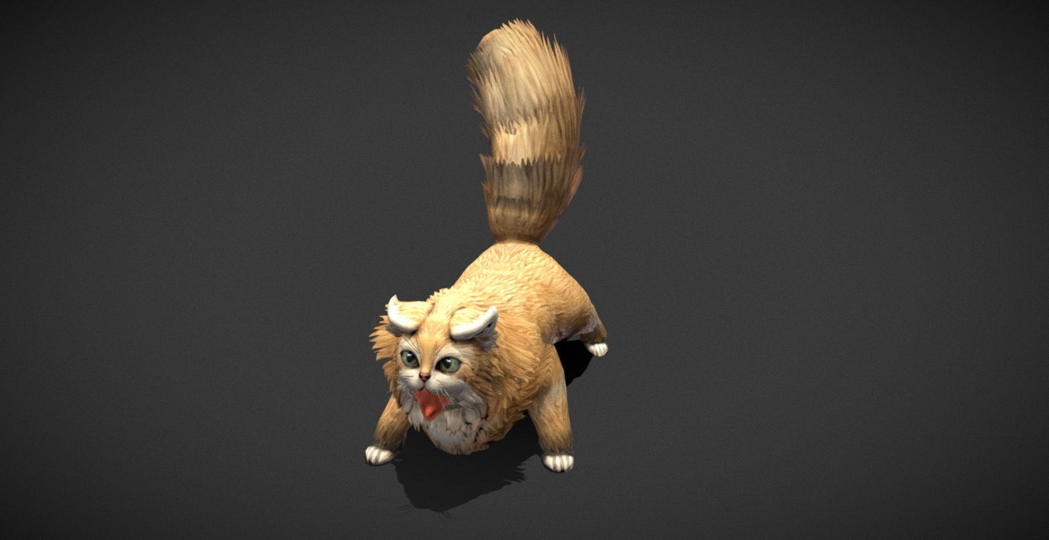 Fantasy Creature - Combat Cat Low-poly 3D model_34