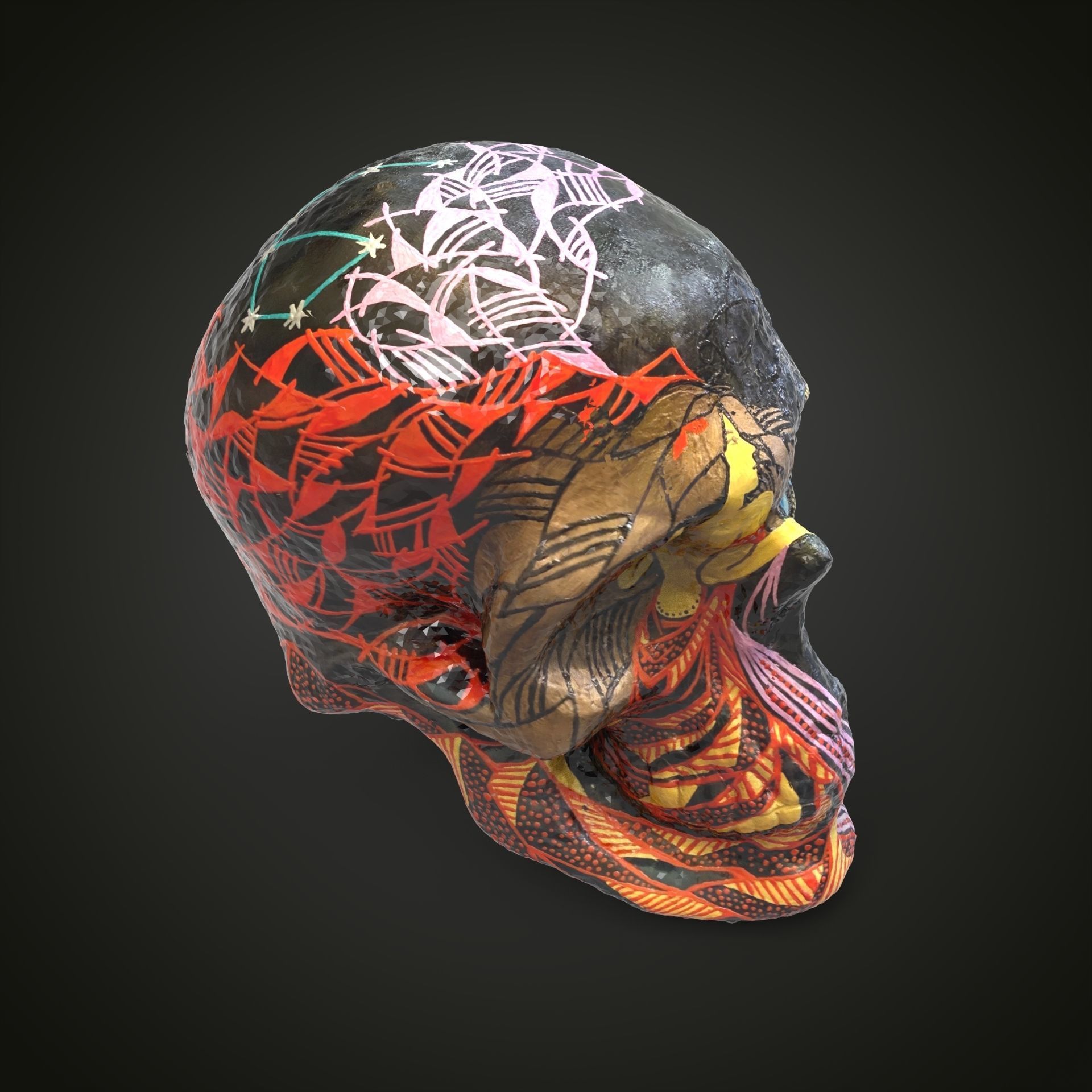 Virgo zodiac scull Low-poly 3D model_8