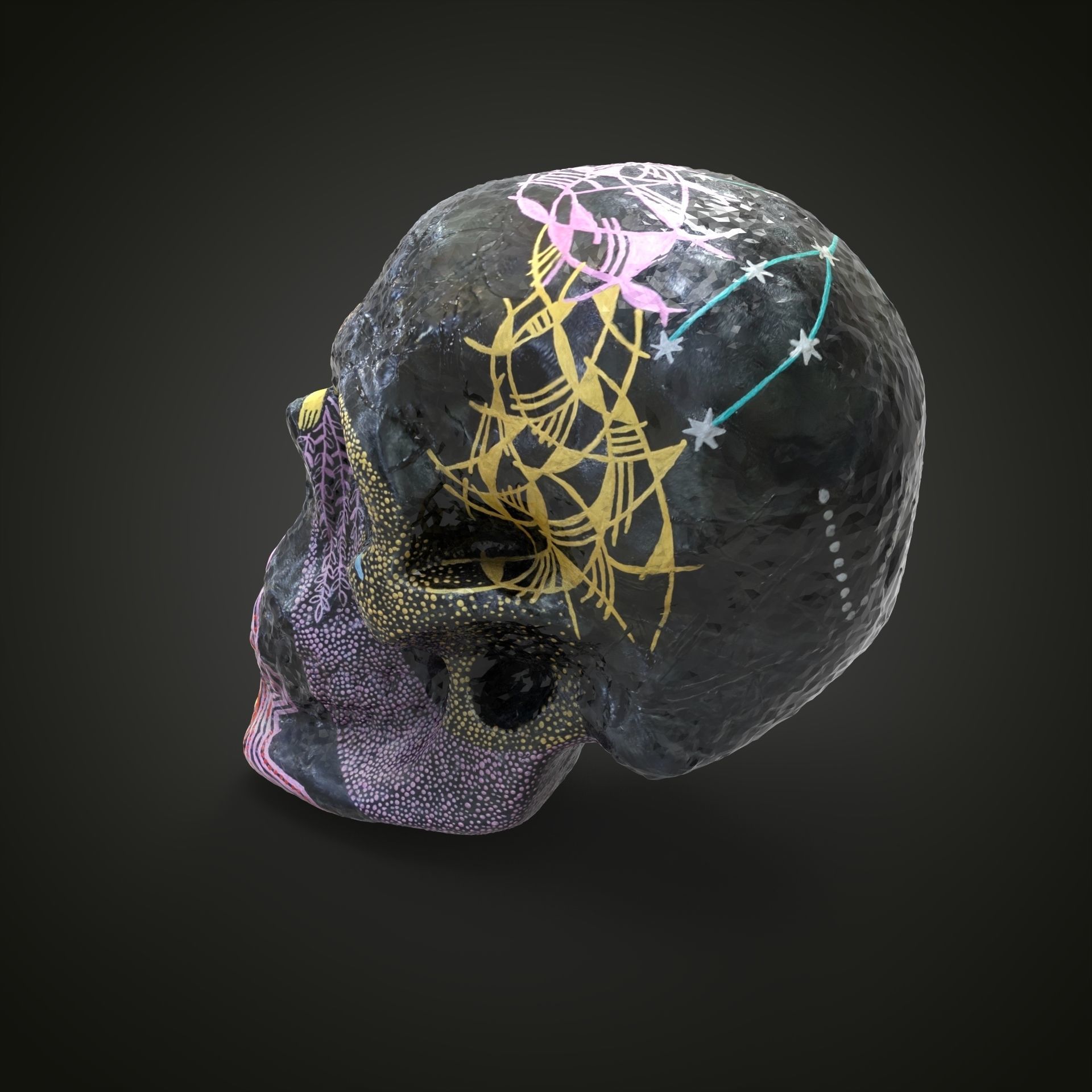 Virgo zodiac scull Low-poly 3D model_1