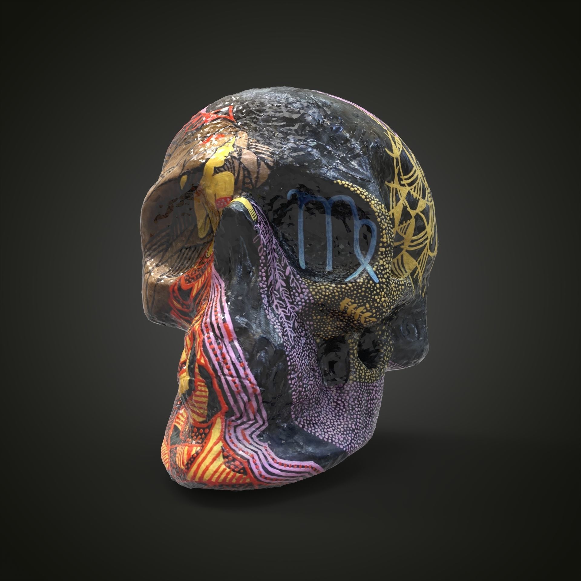 Virgo zodiac scull Low-poly 3D model_12
