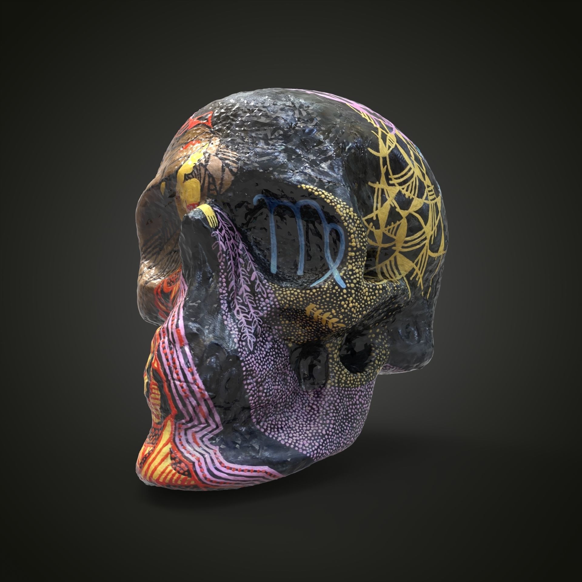 Virgo zodiac scull Low-poly 3D model_13