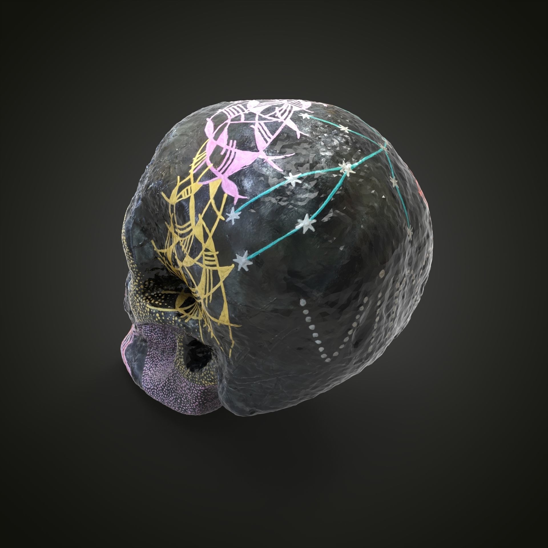 Virgo zodiac scull Low-poly 3D model_2