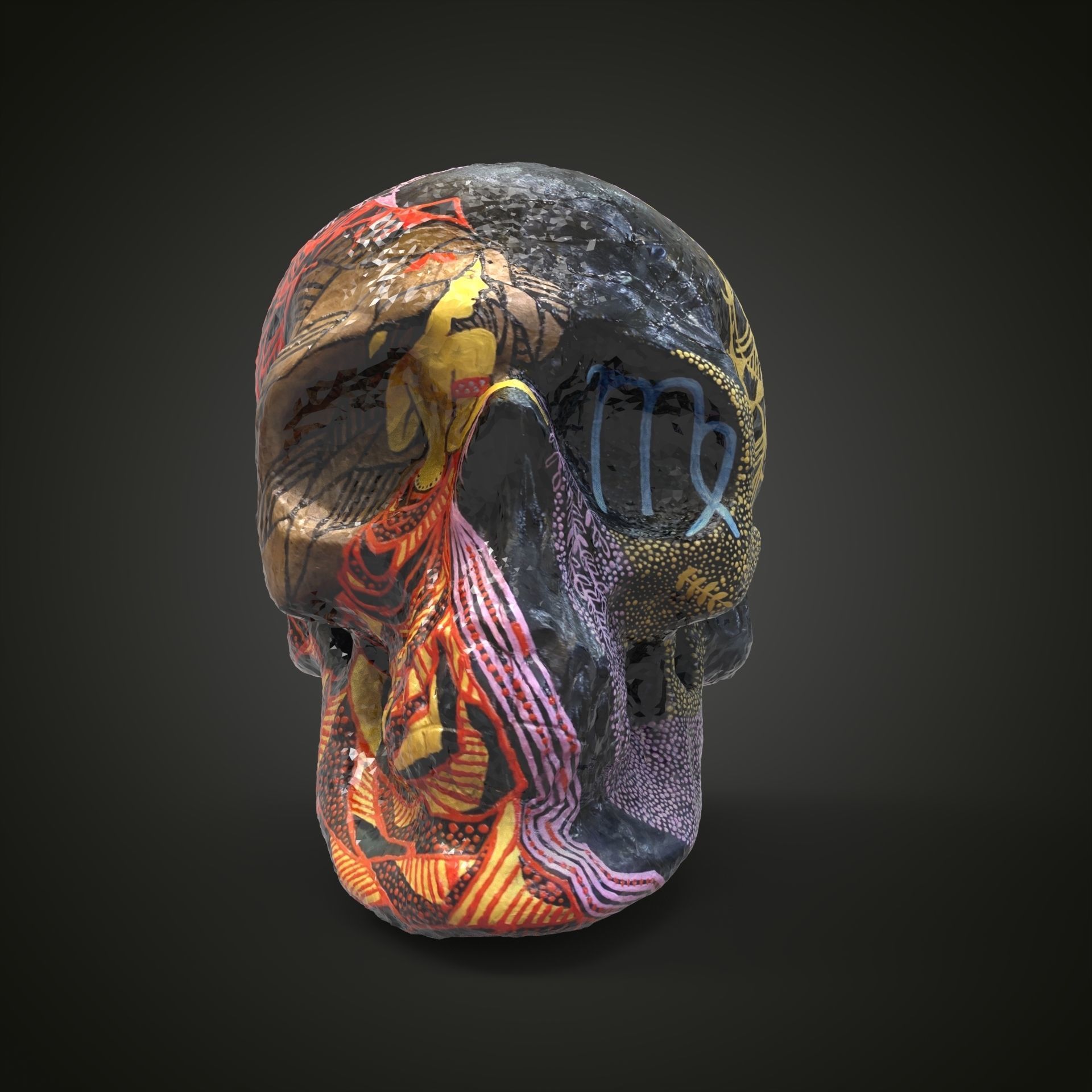 Virgo zodiac scull Low-poly 3D model_11