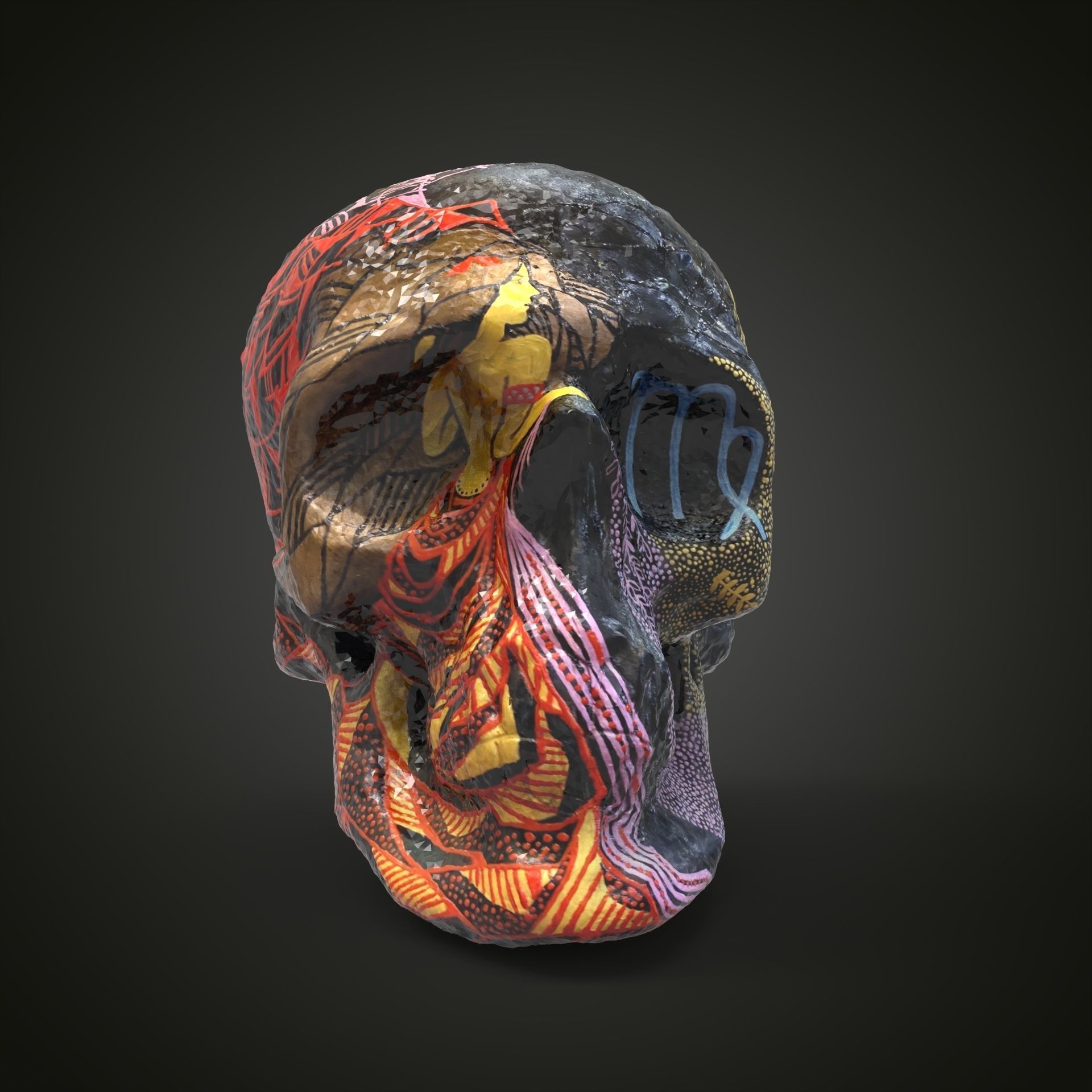 Virgo zodiac scull Low-poly 3D model_10