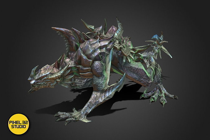 Fantasy Creature - Combat Dinosaur Low-poly 3D model