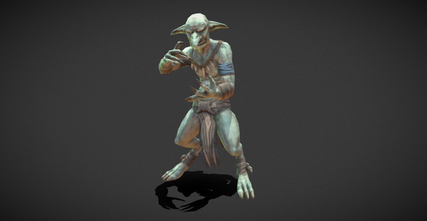 Fantasy Creature - Combat Goblin Low-poly 3D model_7
