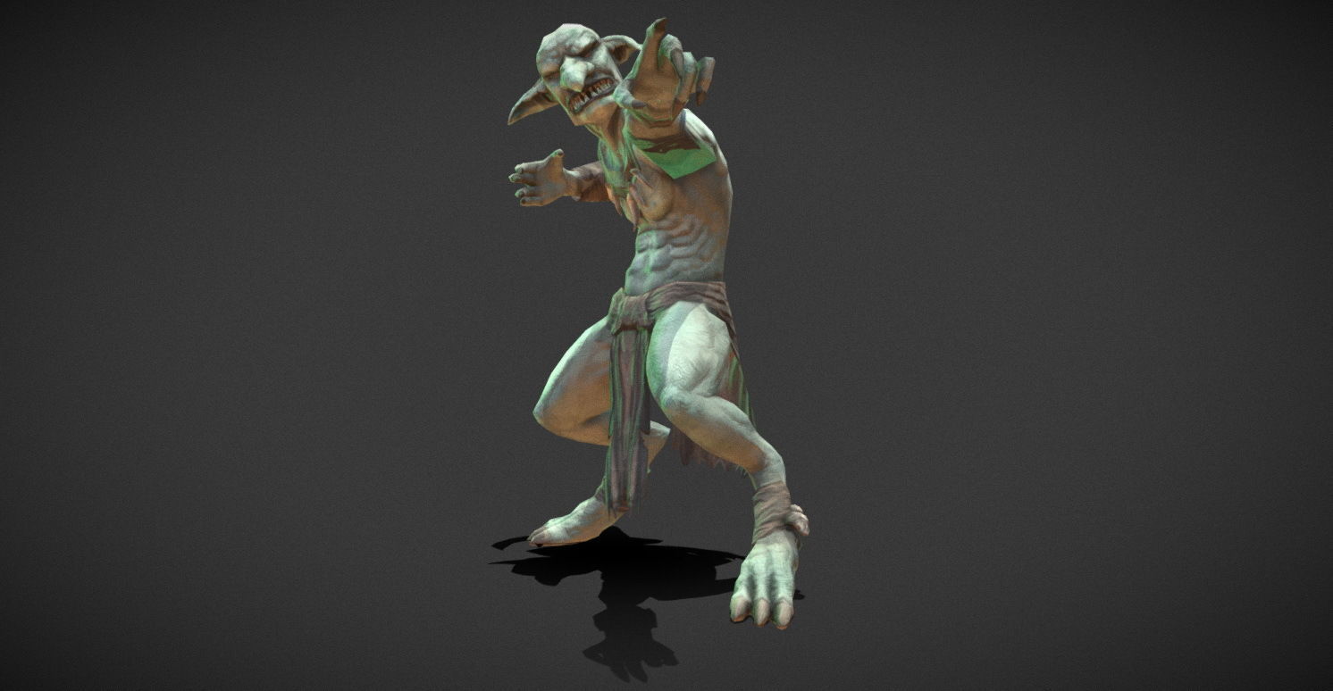 Fantasy Creature - Combat Goblin Low-poly 3D model_2