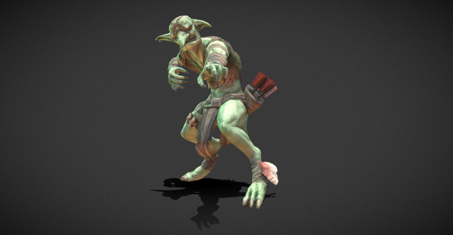 Fantasy Creature - Combat Goblin Low-poly 3D model_15