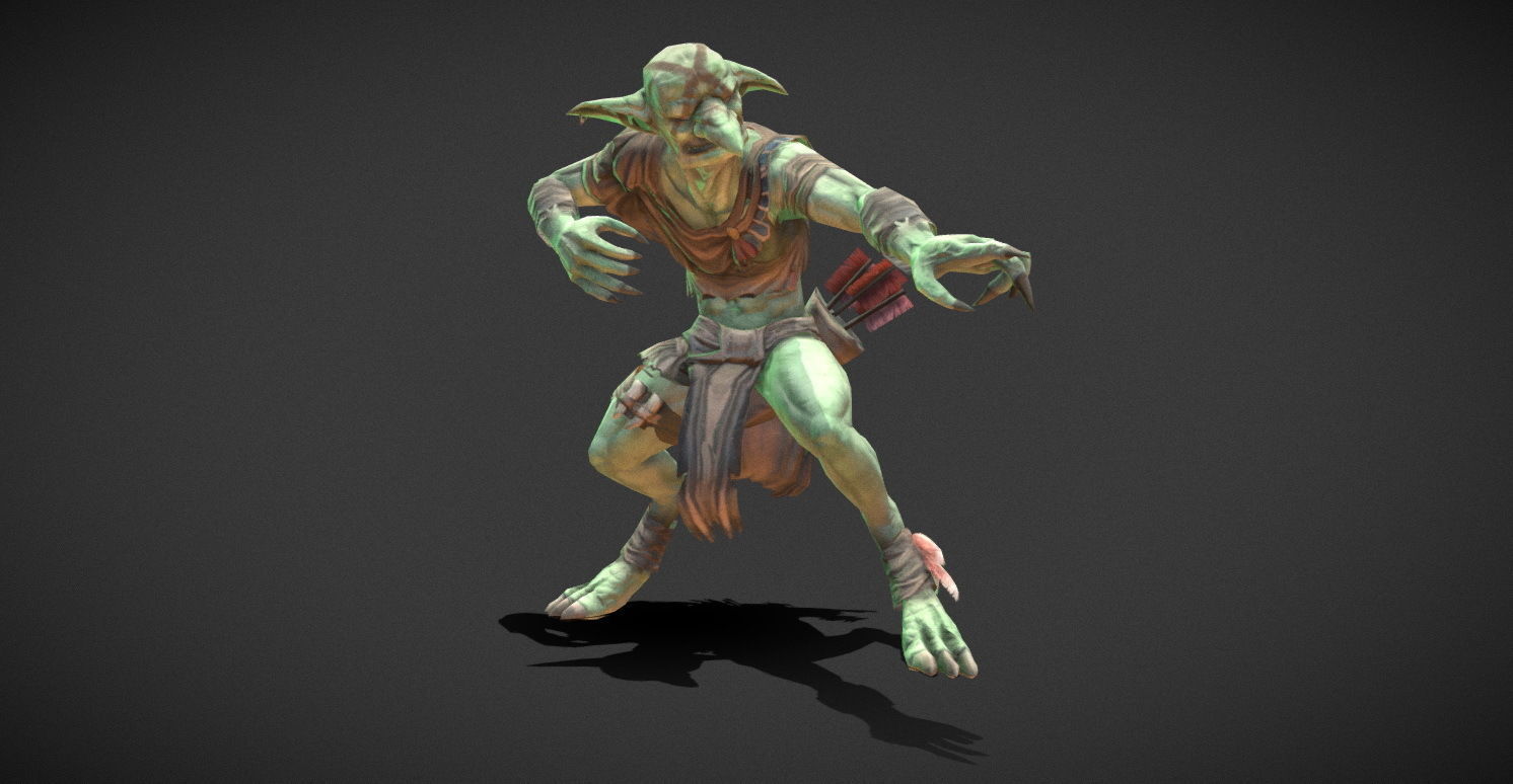 Fantasy Creature - Combat Goblin Low-poly 3D model_16