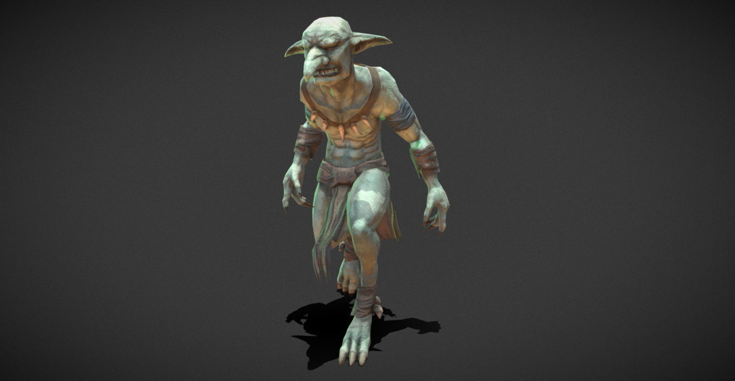 Fantasy Creature - Combat Goblin Low-poly 3D model_12