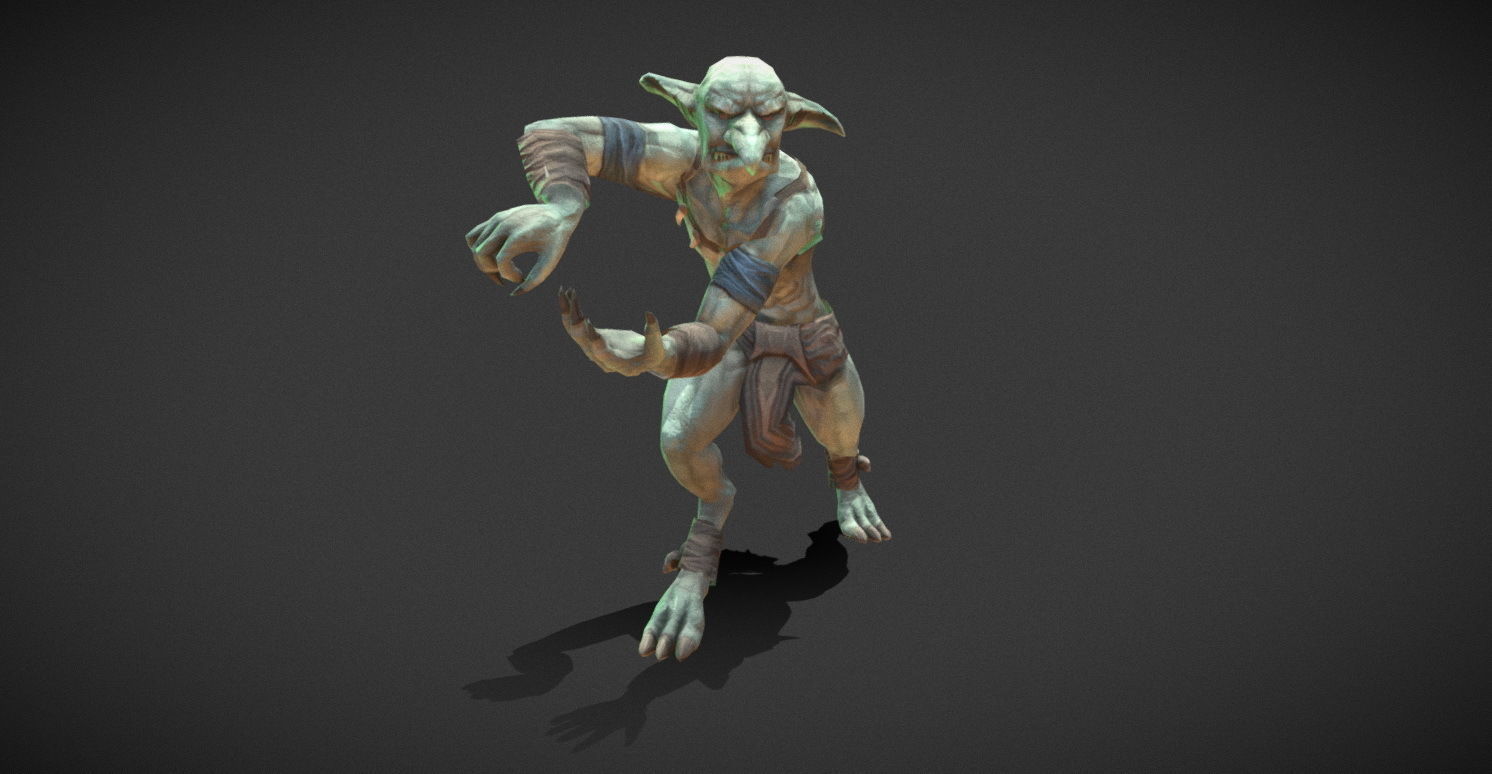 Fantasy Creature - Combat Goblin Low-poly 3D model_6