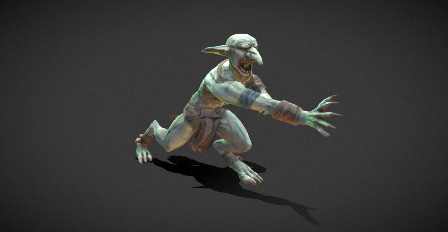Fantasy Creature - Combat Goblin Low-poly 3D model_4
