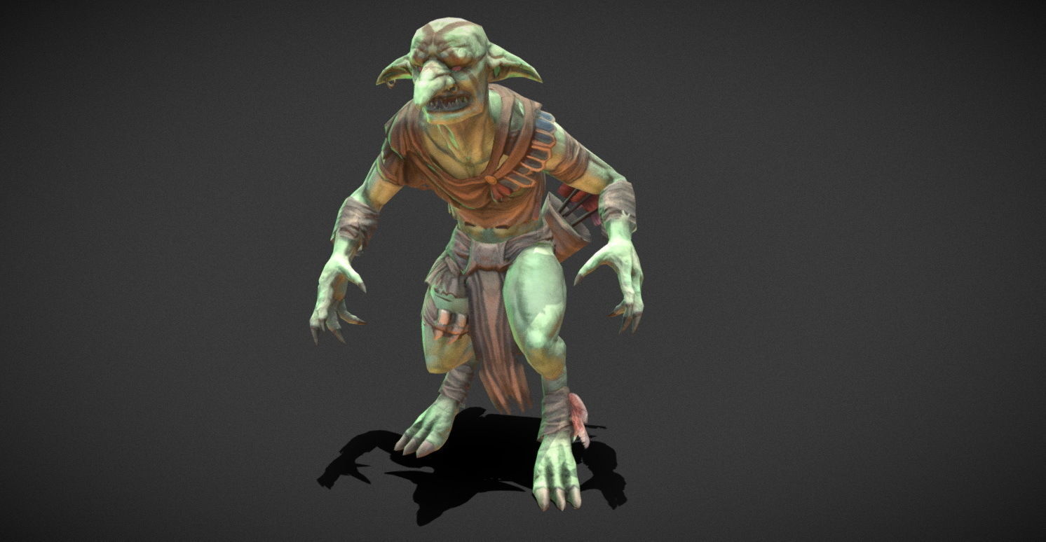 Fantasy Creature - Combat Goblin Low-poly 3D model_27