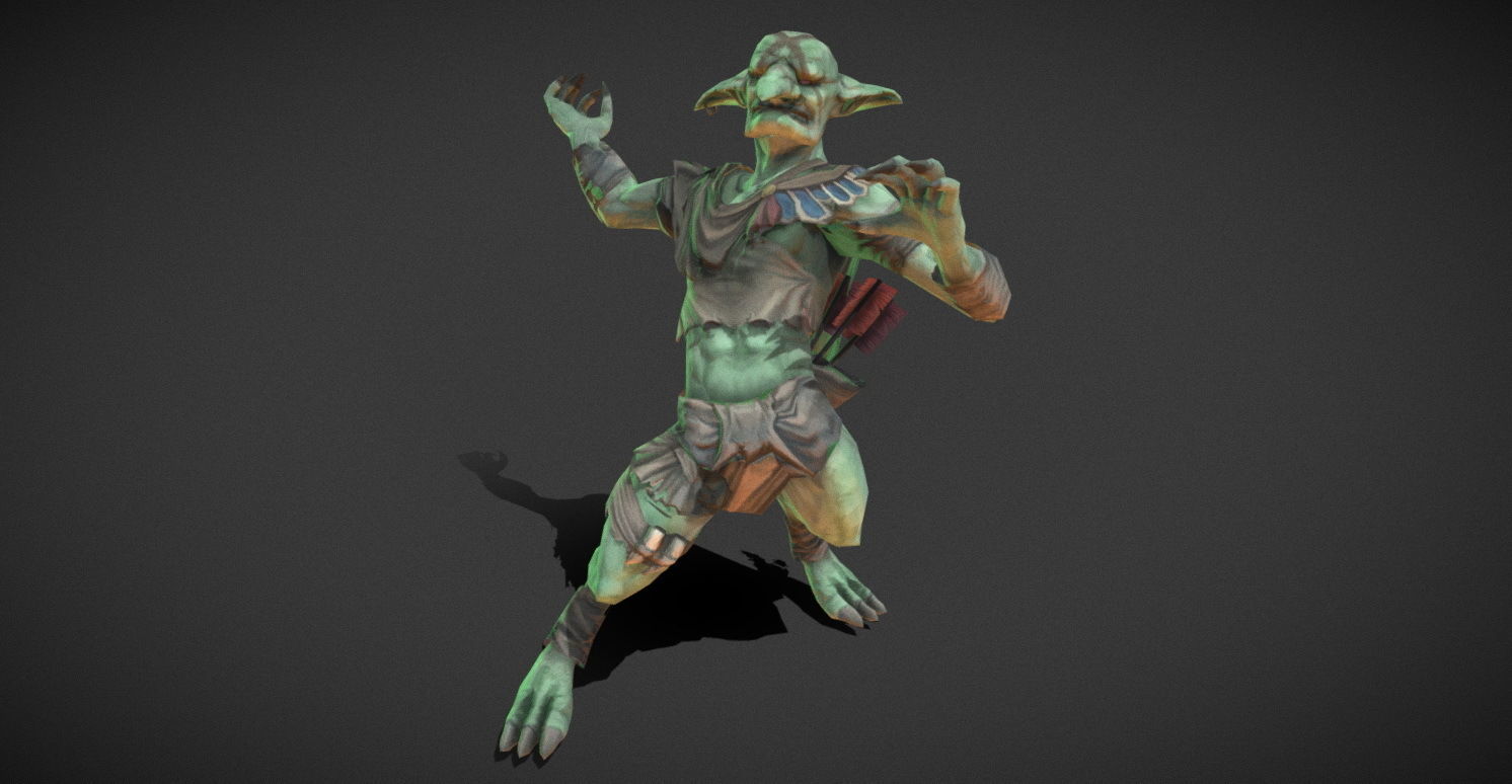 Fantasy Creature - Combat Goblin Low-poly 3D model_13
