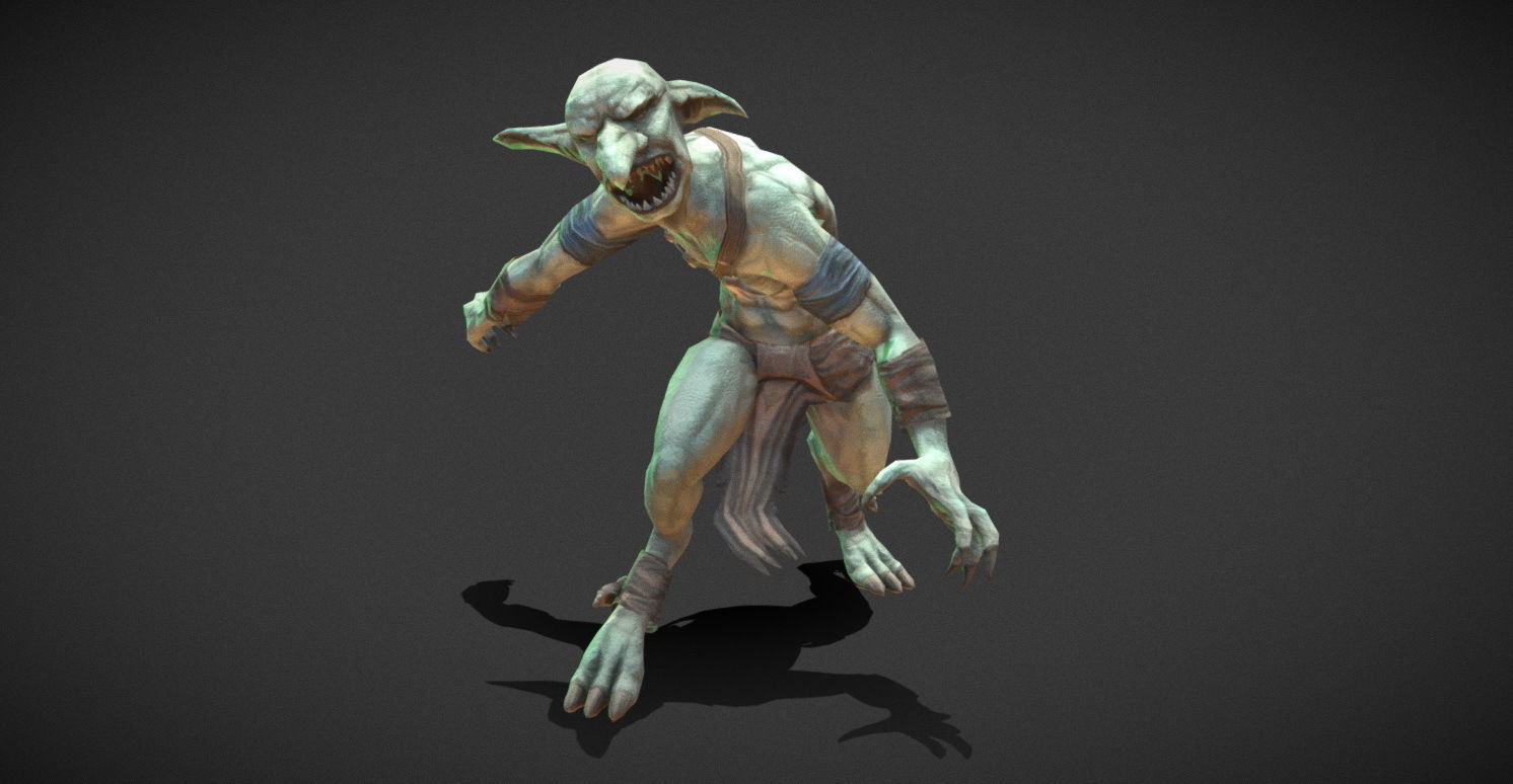 Fantasy Creature - Combat Goblin Low-poly 3D model_5