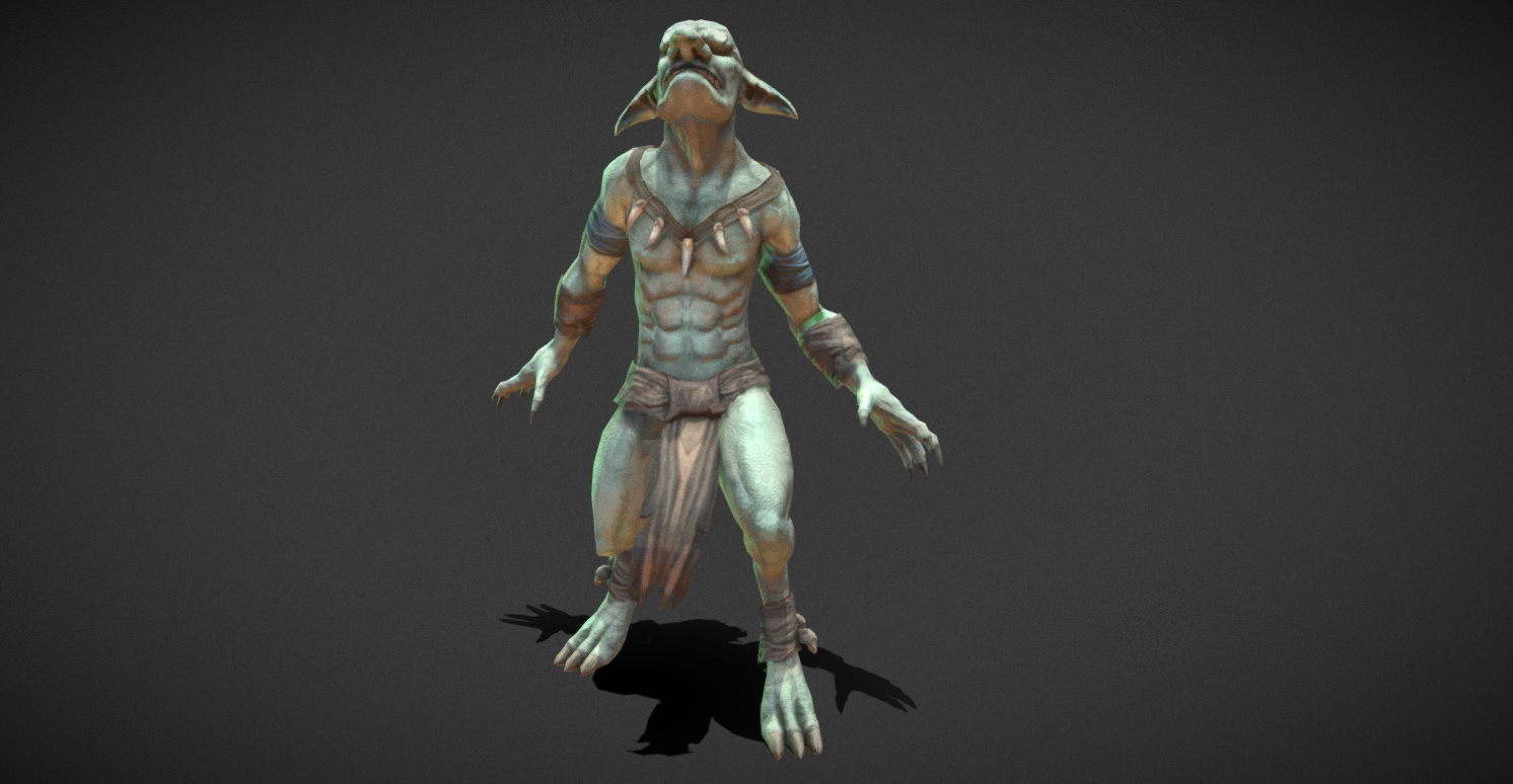 Fantasy Creature - Combat Goblin Low-poly 3D model_9