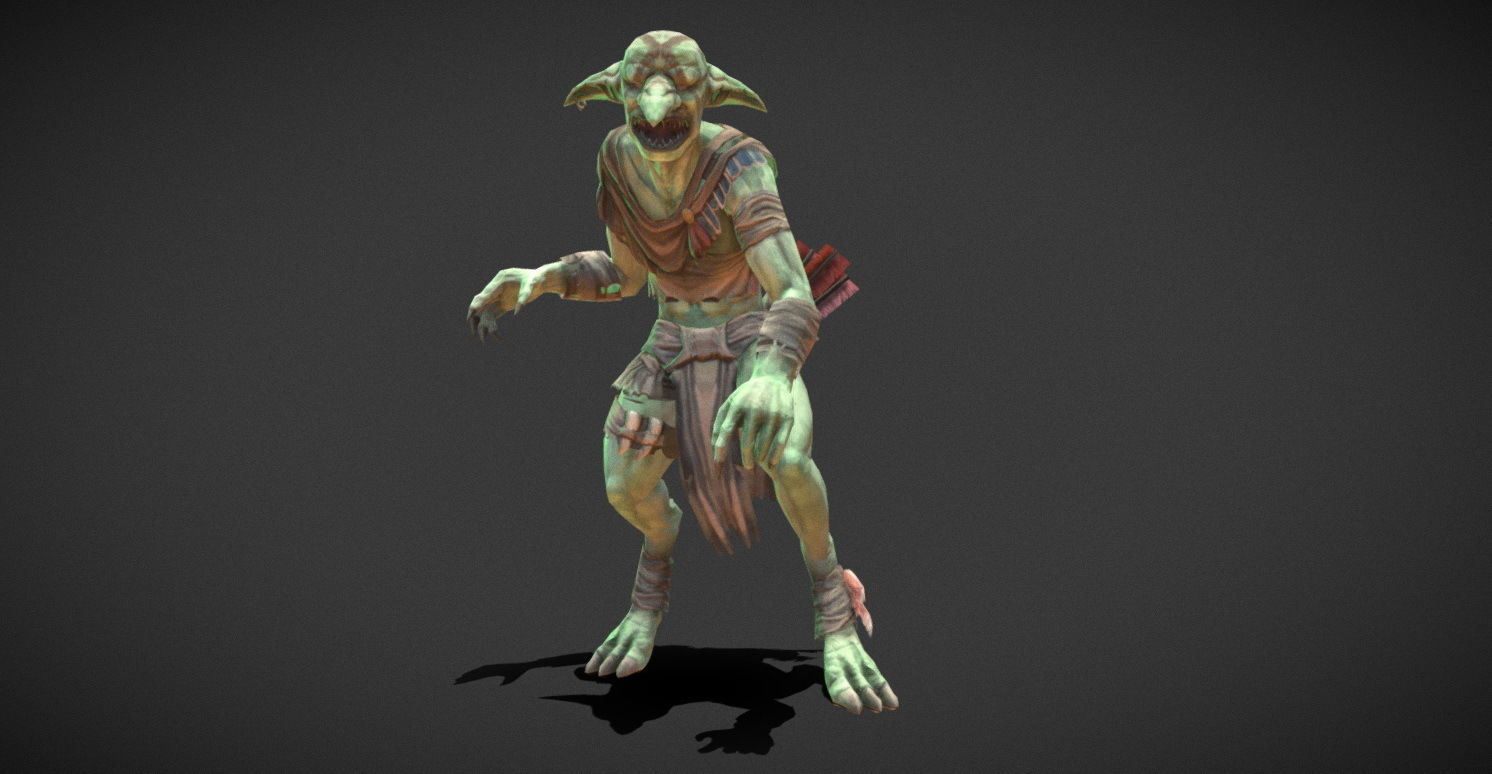 Fantasy Creature - Combat Goblin Low-poly 3D model_14