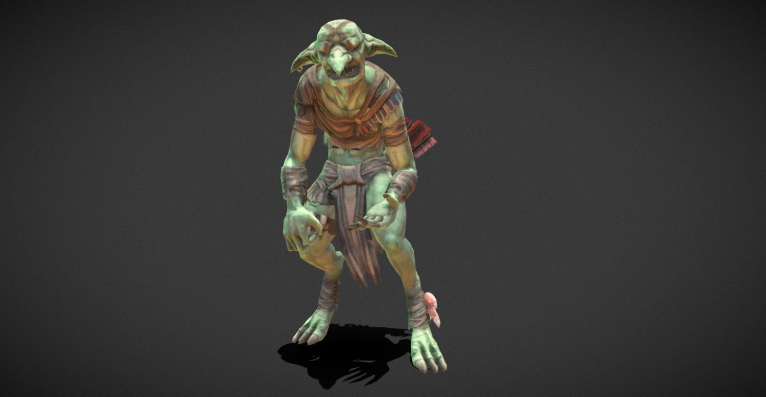 Fantasy Creature - Combat Goblin Low-poly 3D model_19