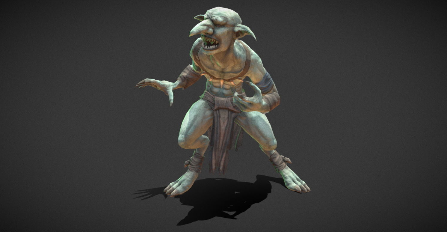 Fantasy Creature - Combat Goblin Low-poly 3D model_10