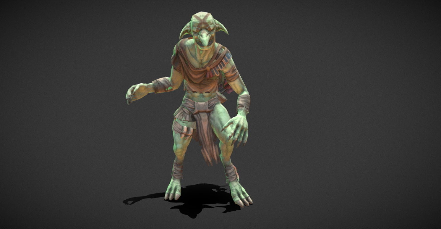 Fantasy Creature - Combat Goblin Low-poly 3D model_26
