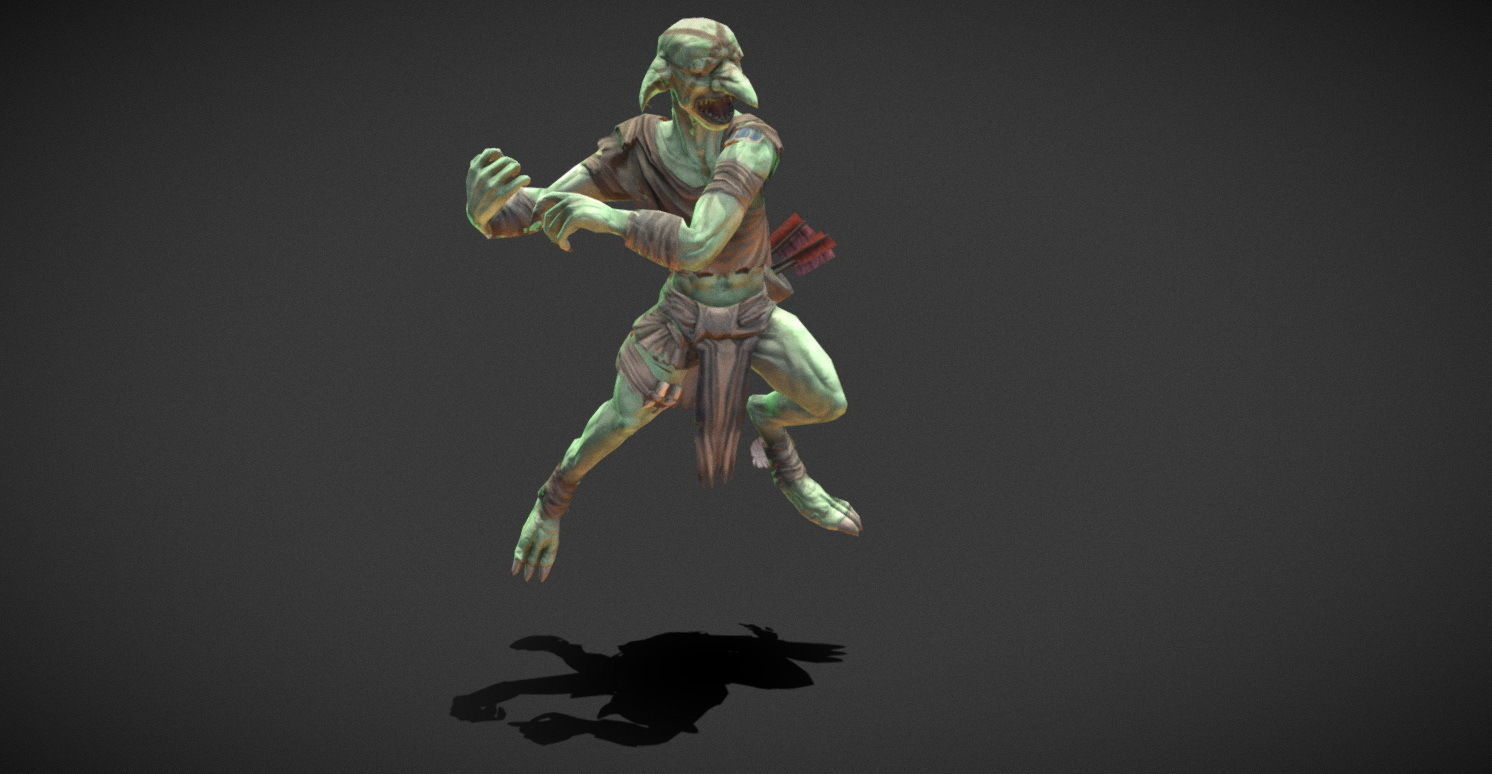 Fantasy Creature - Combat Goblin Low-poly 3D model_28