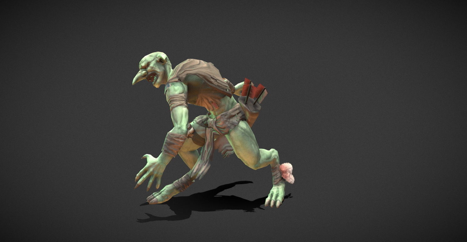 Fantasy Creature - Combat Goblin Low-poly 3D model_18