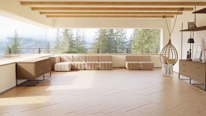 Luxury Loft Blender Cycles house living room 3D model