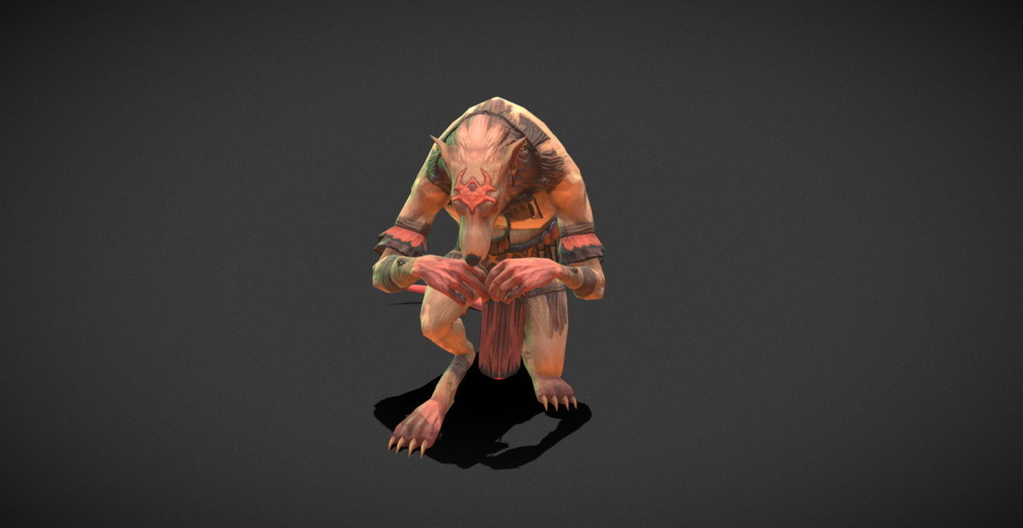 Fantasy Creature - Combat RatMan Low-poly 3D model_5