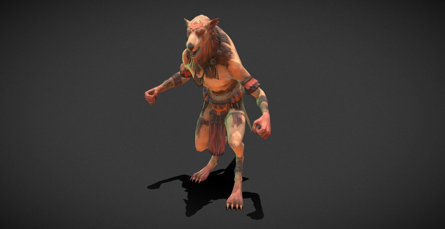 Fantasy Creature - Combat RatMan Low-poly 3D model_1