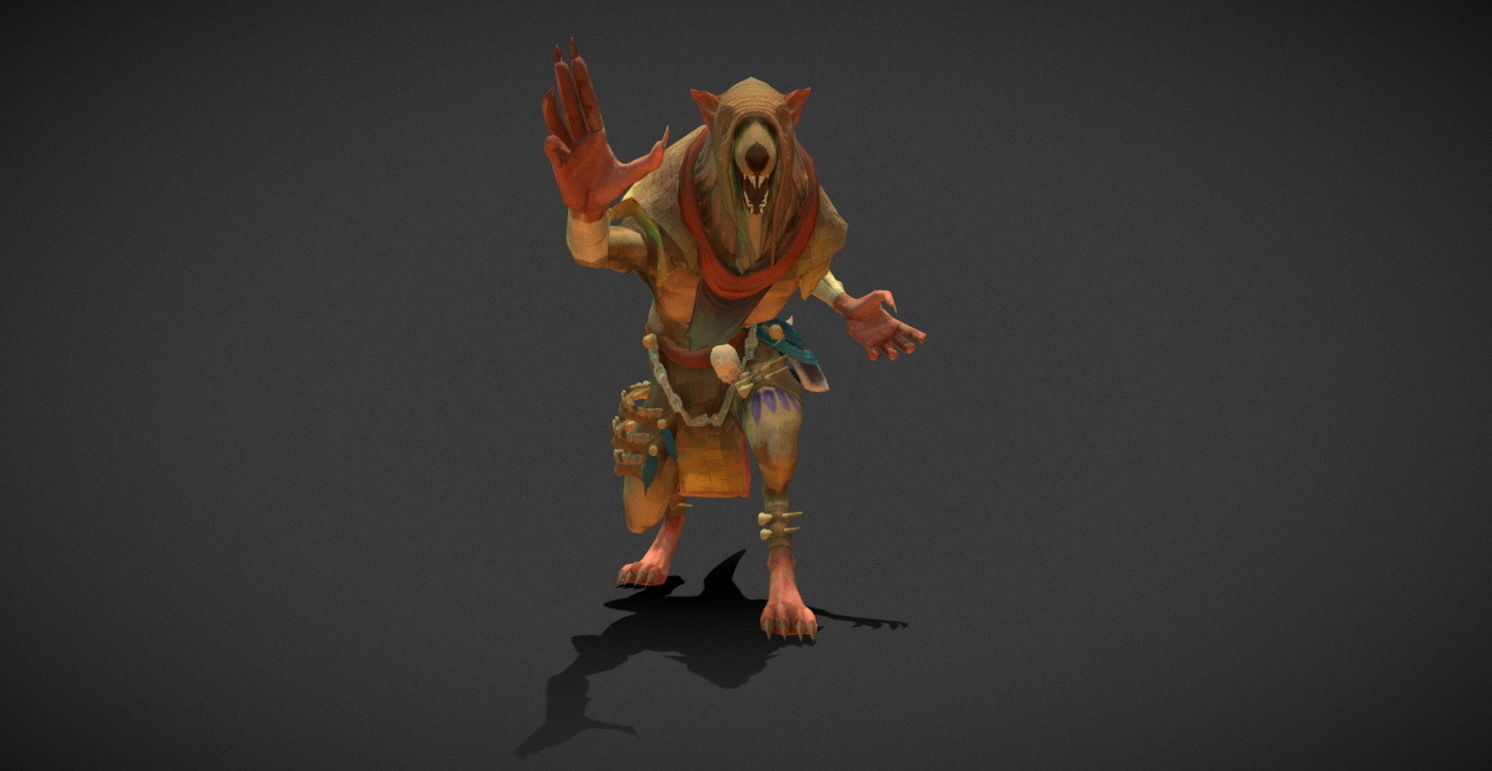 Fantasy Creature - Combat RatMan Low-poly 3D model_17