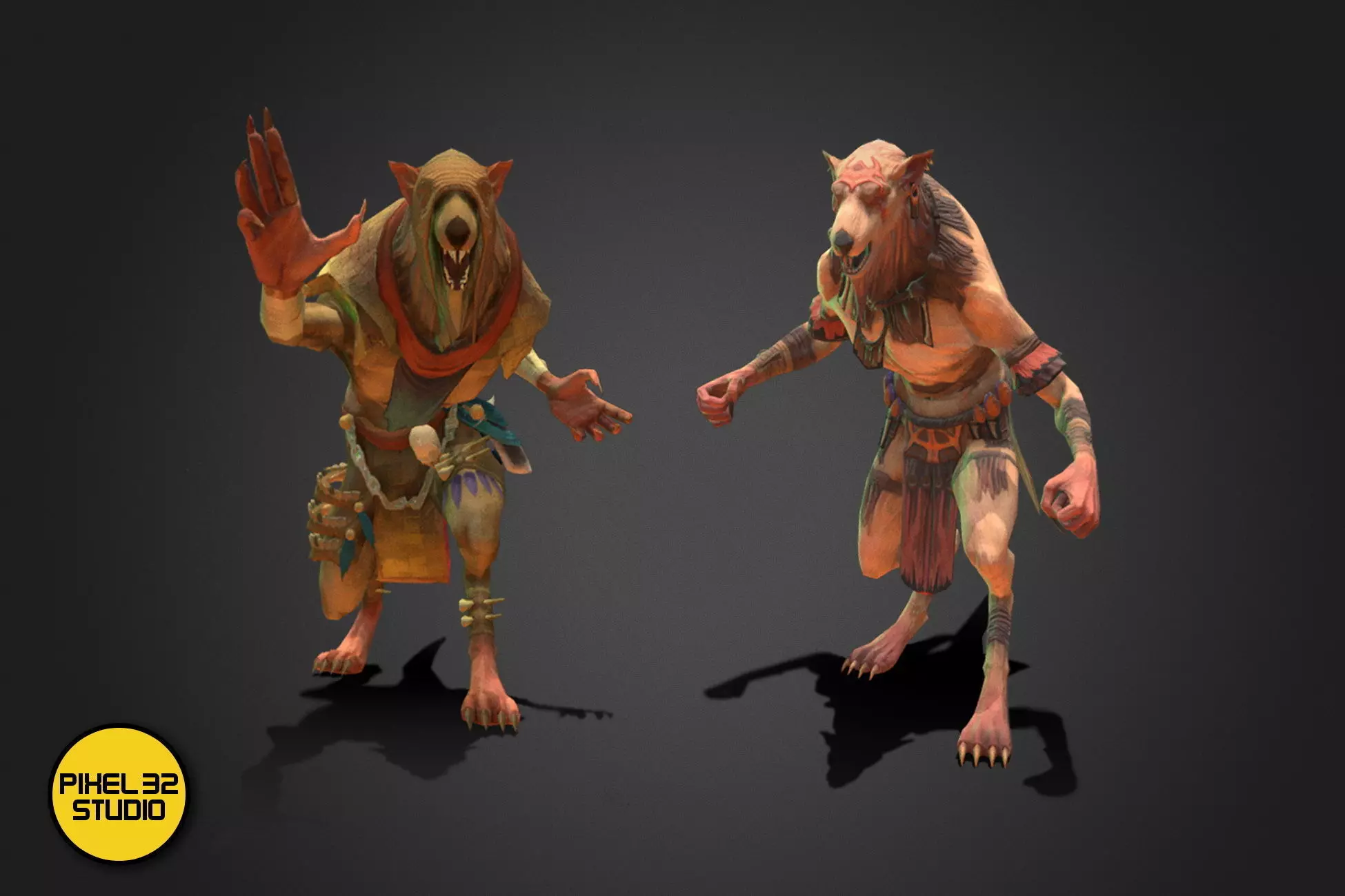 Fantasy Creature - Combat RatMan Low-poly 3D model_0