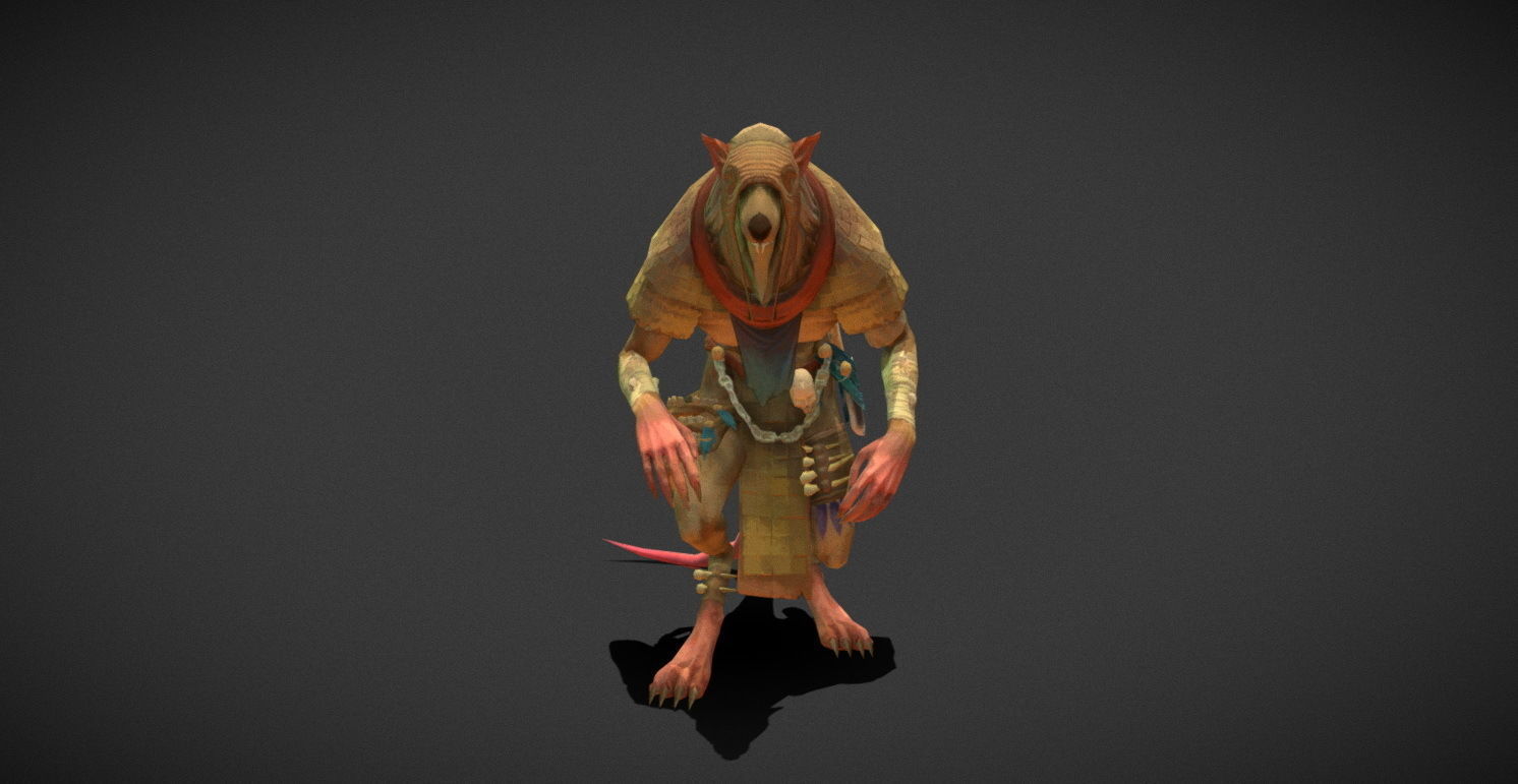 Fantasy Creature - Combat RatMan Low-poly 3D model_13