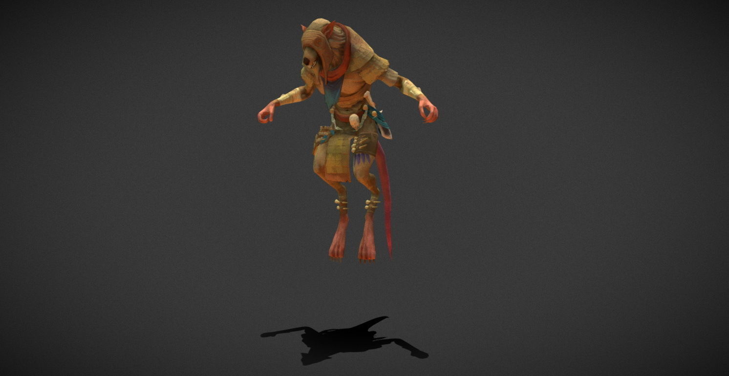 Fantasy Creature - Combat RatMan Low-poly 3D model_11