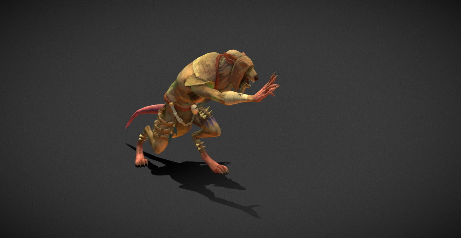 Fantasy Creature - Combat RatMan Low-poly 3D model_19