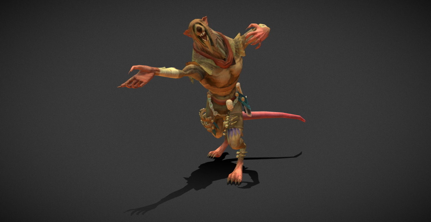Fantasy Creature - Combat RatMan Low-poly 3D model_15