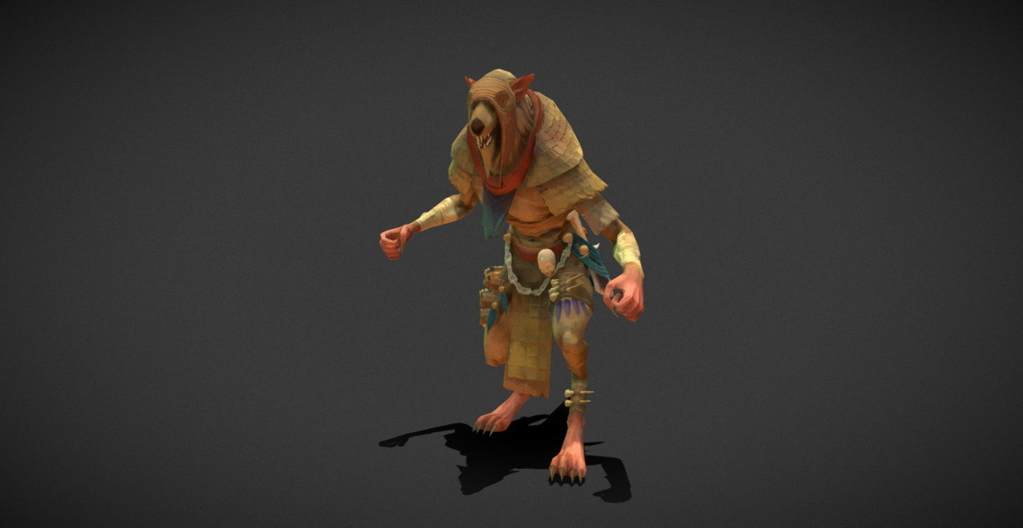 Fantasy Creature - Combat RatMan Low-poly 3D model_12