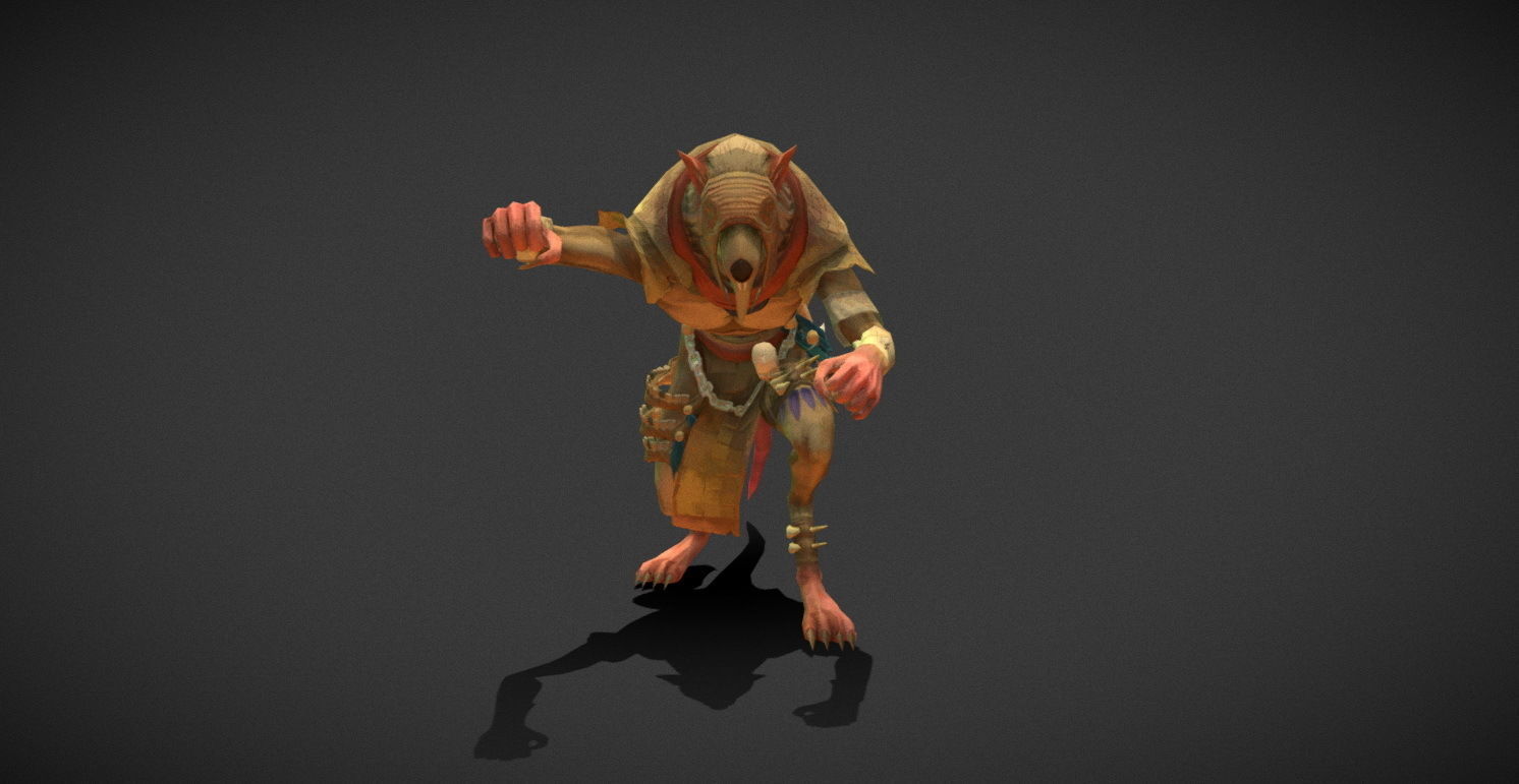 Fantasy Creature - Combat RatMan Low-poly 3D model_16