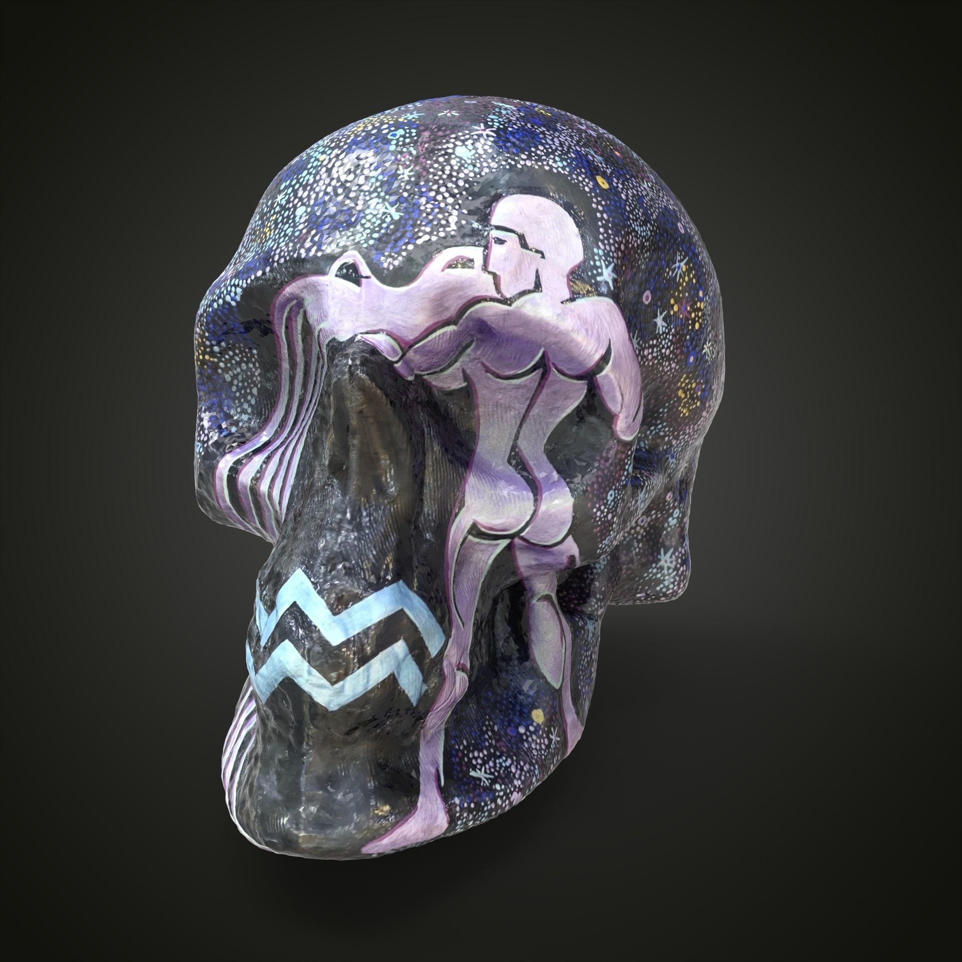 Aquarius zodiac scull Low-poly 3D model_12