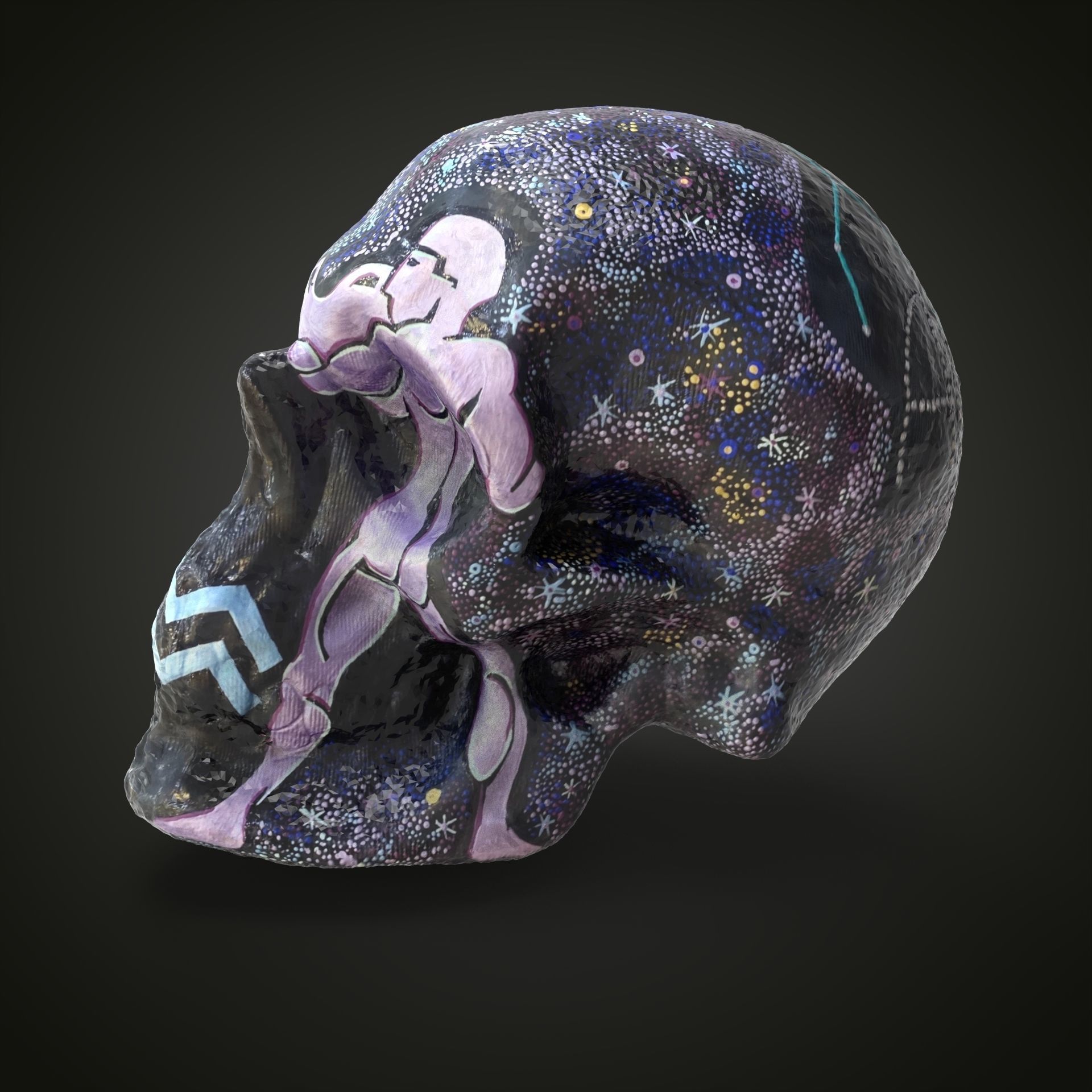Aquarius zodiac scull Low-poly 3D model_15
