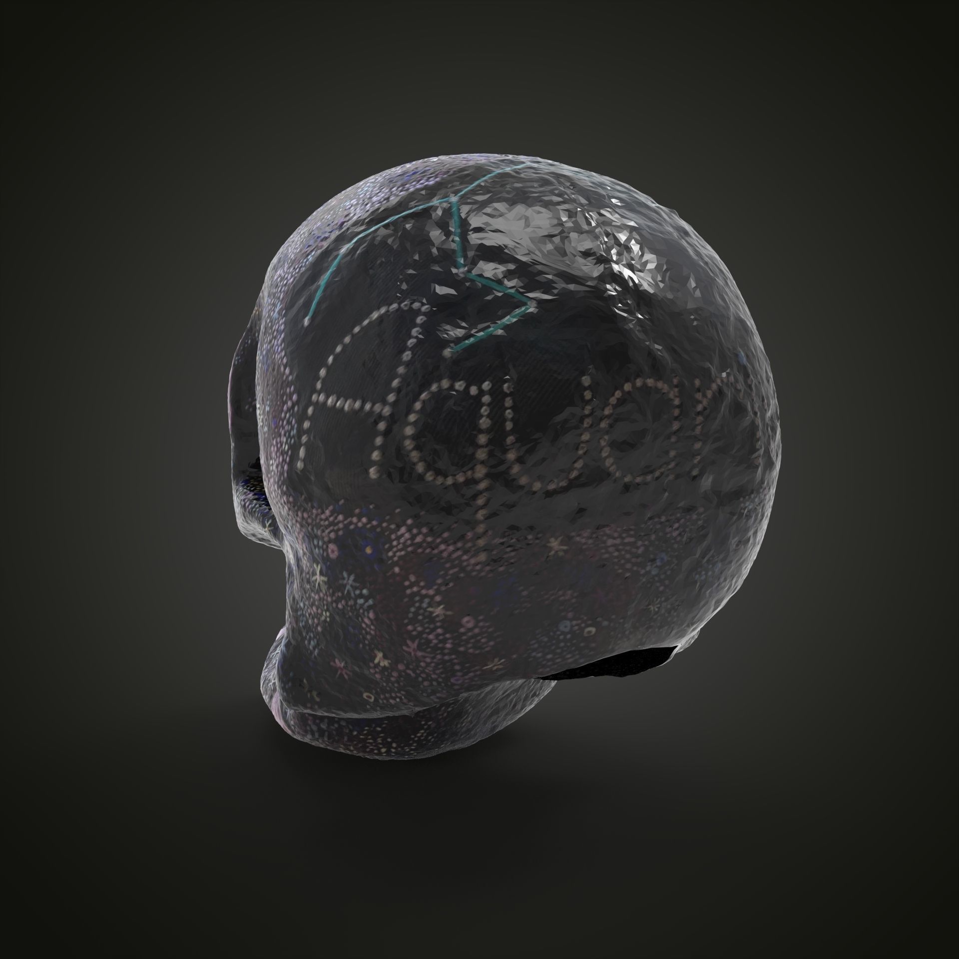 Aquarius zodiac scull Low-poly 3D model_2