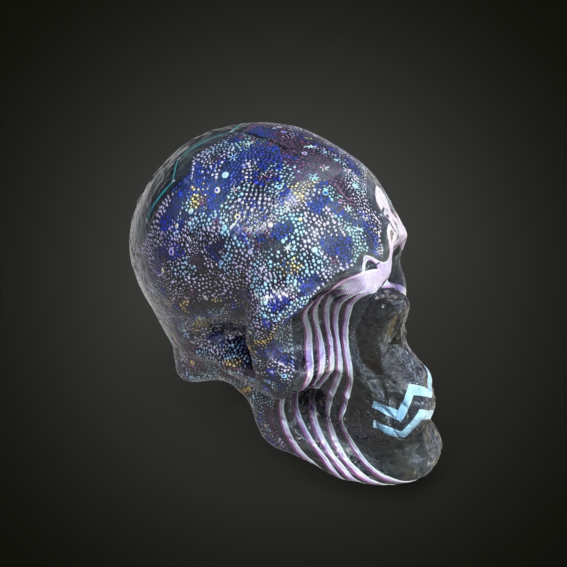 Aquarius zodiac scull Low-poly 3D model_9