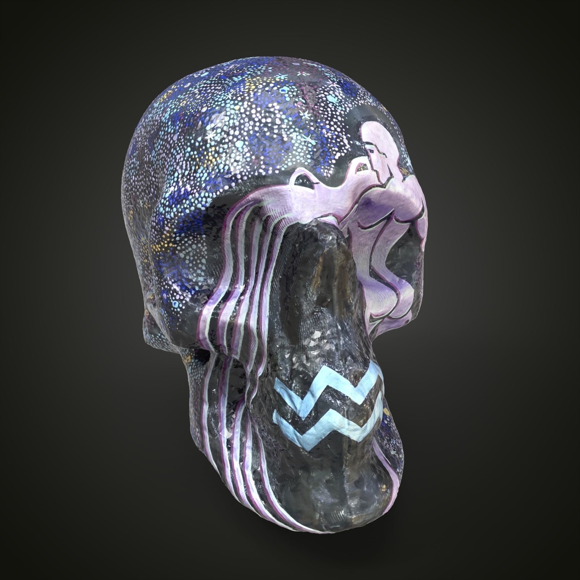 Aquarius zodiac scull Low-poly 3D model_10