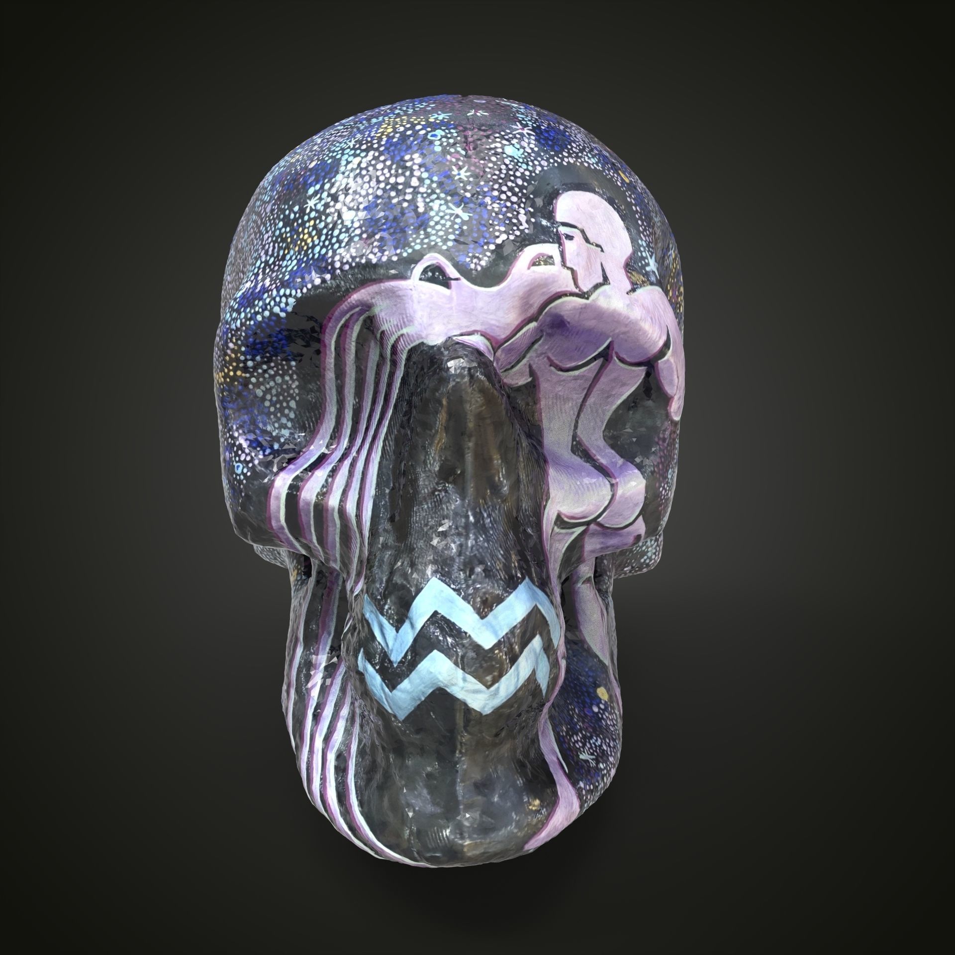 Aquarius zodiac scull Low-poly 3D model_11