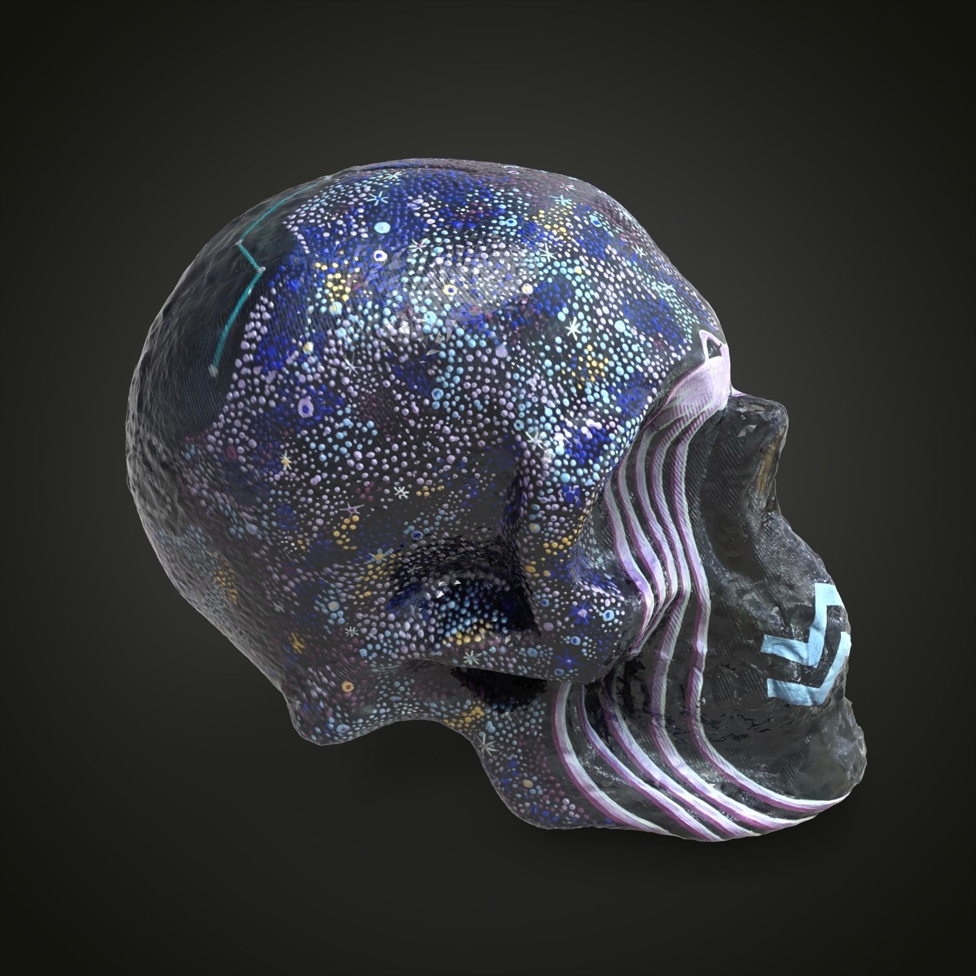 Aquarius zodiac scull Low-poly 3D model_7