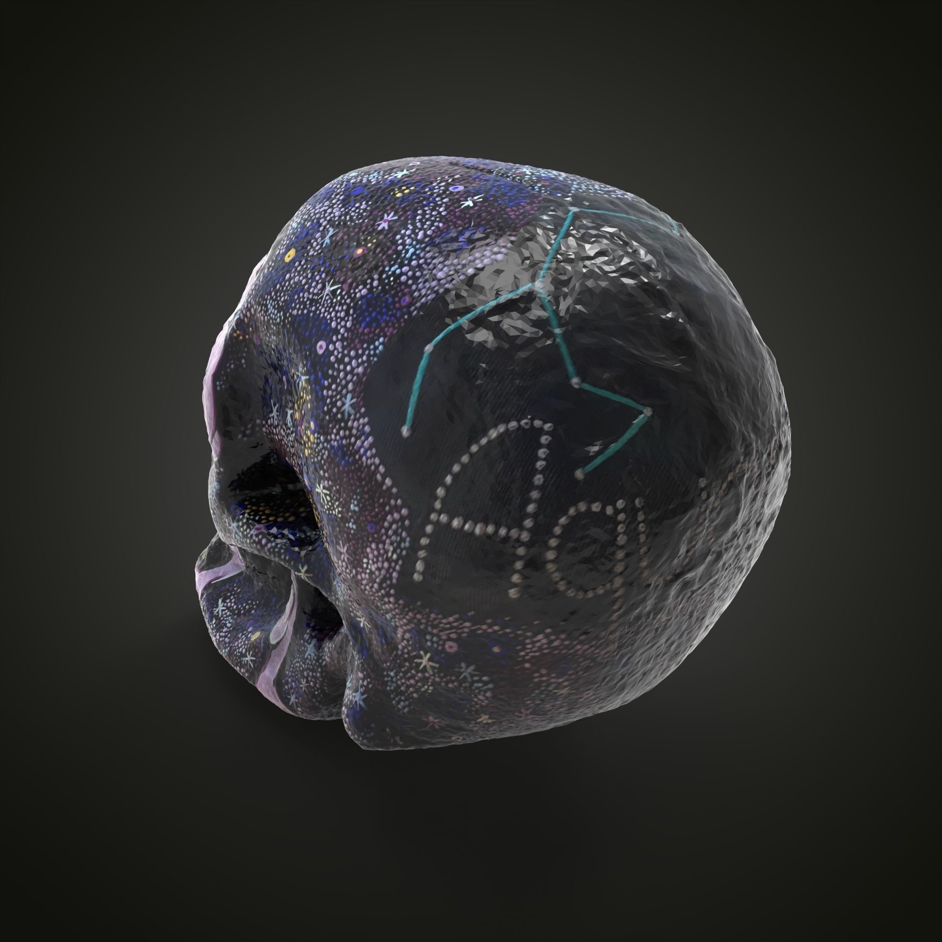 Aquarius zodiac scull Low-poly 3D model_1