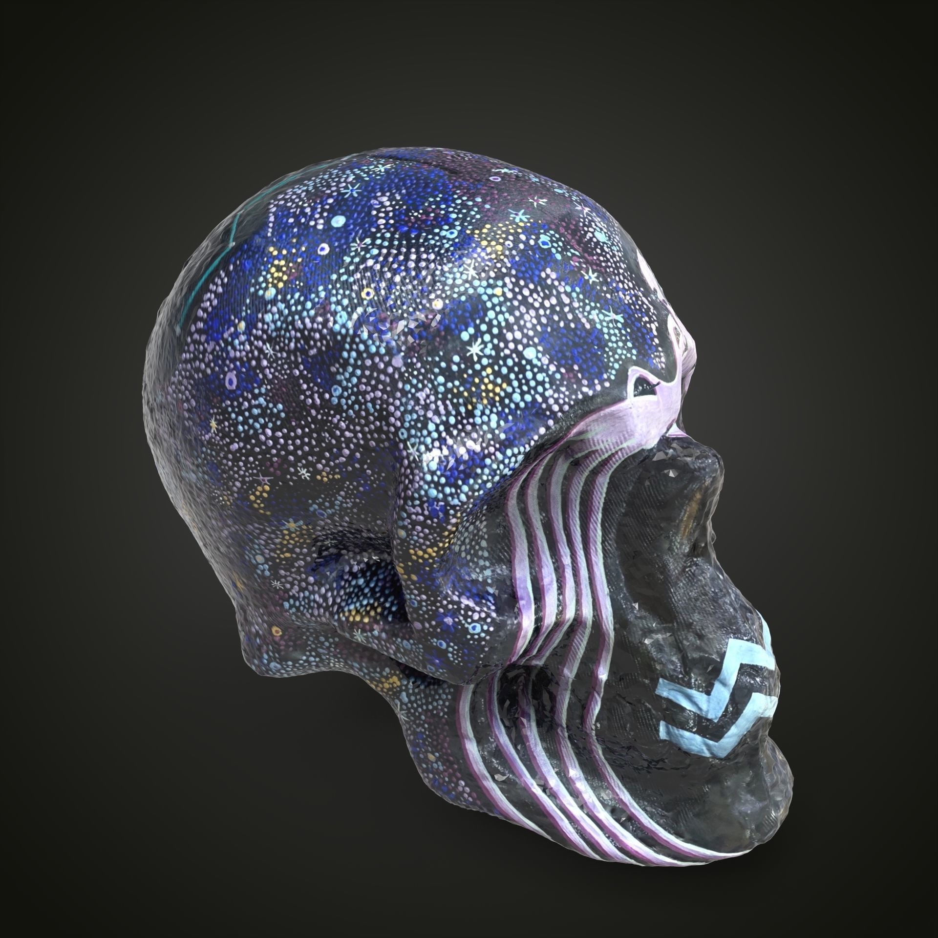 Aquarius zodiac scull Low-poly 3D model_8