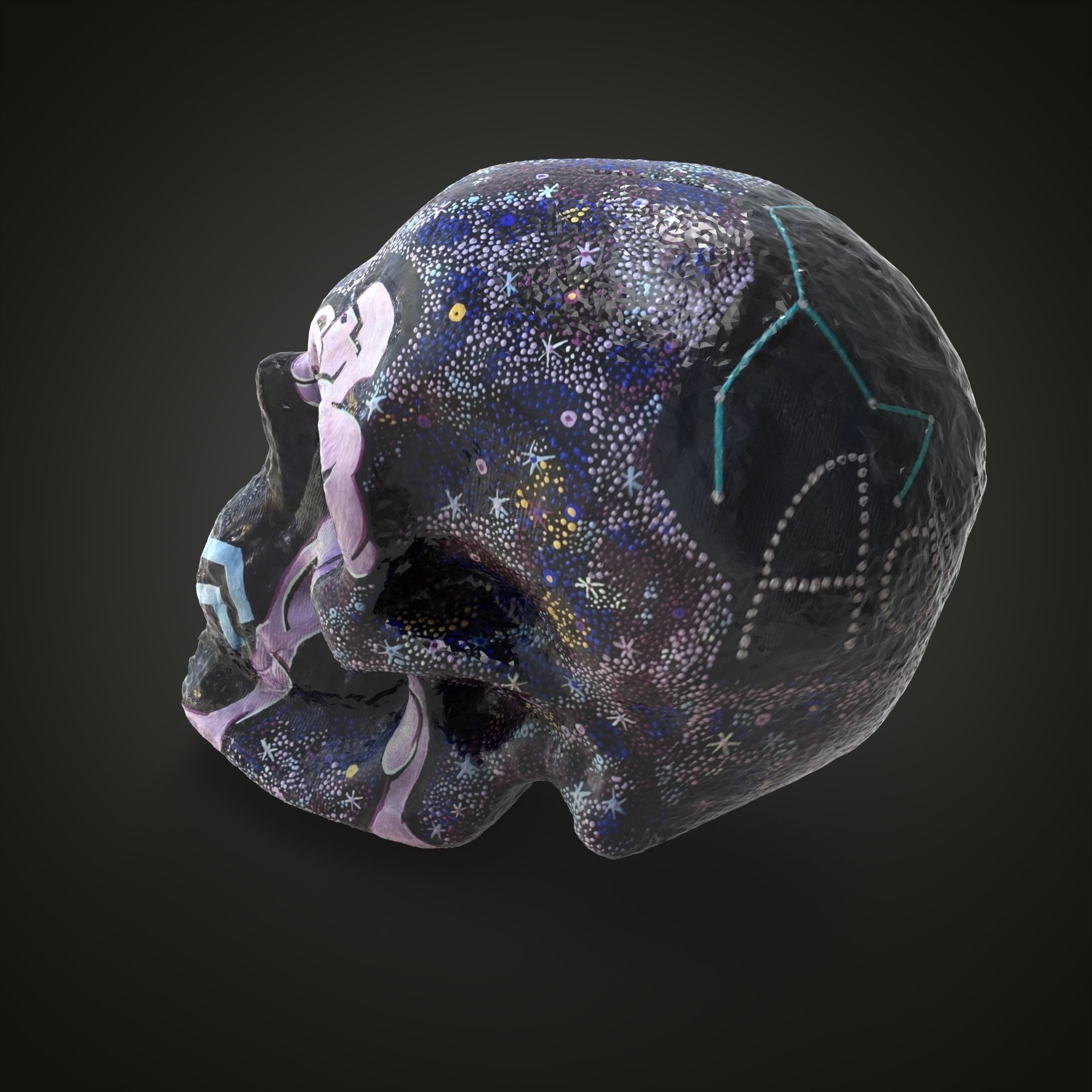 Aquarius zodiac scull Low-poly 3D model_17