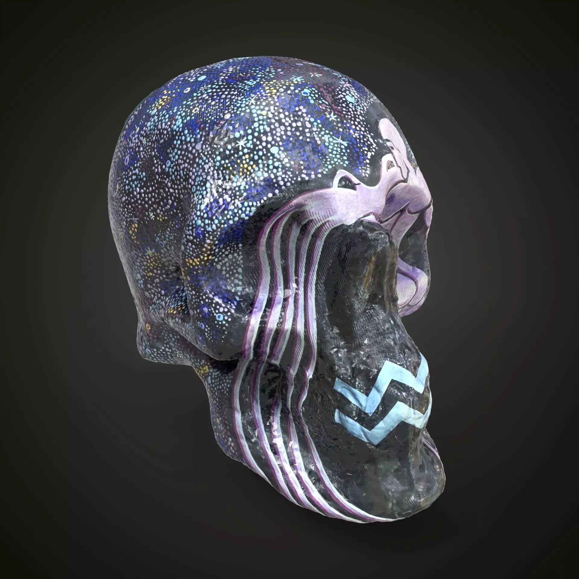 Aquarius zodiac scull Low-poly 3D model_0