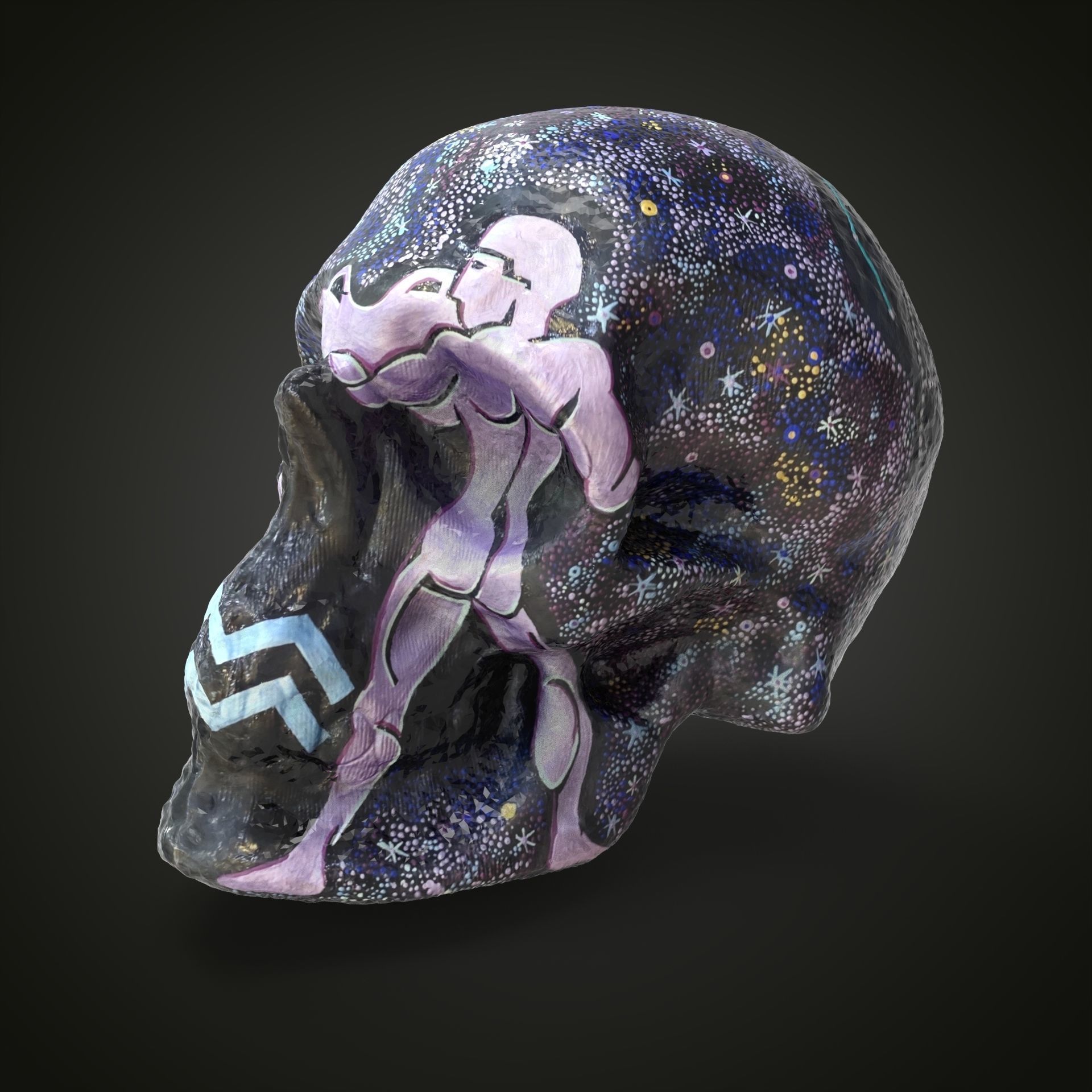 Aquarius zodiac scull Low-poly 3D model_14
